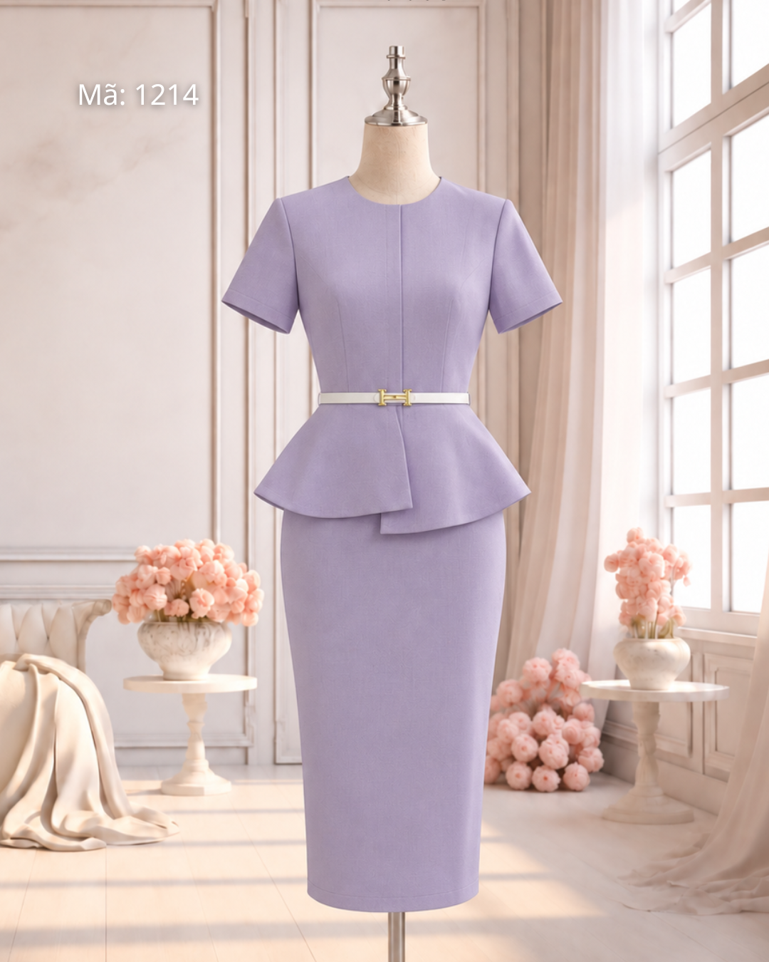 Đầm Bút Chì Cổ Tròn Mix Đai
