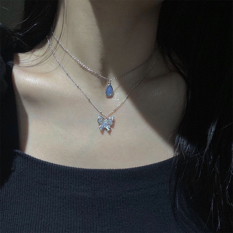 Dây chuyền bướm pha lê siêu xinh như tiên nữ, thiết kế đơn giản, đa năng, độc đáo, choker, dây chuyền cổ thời trang, dây chuyền xương quai xanh cho nữ