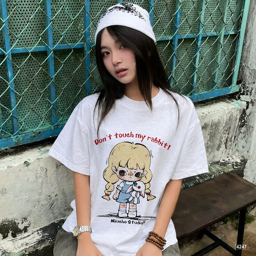 Áo thun boxy chất vải xước thoáng mát Cute Rabbit Miucho 4247_thumbnail_4