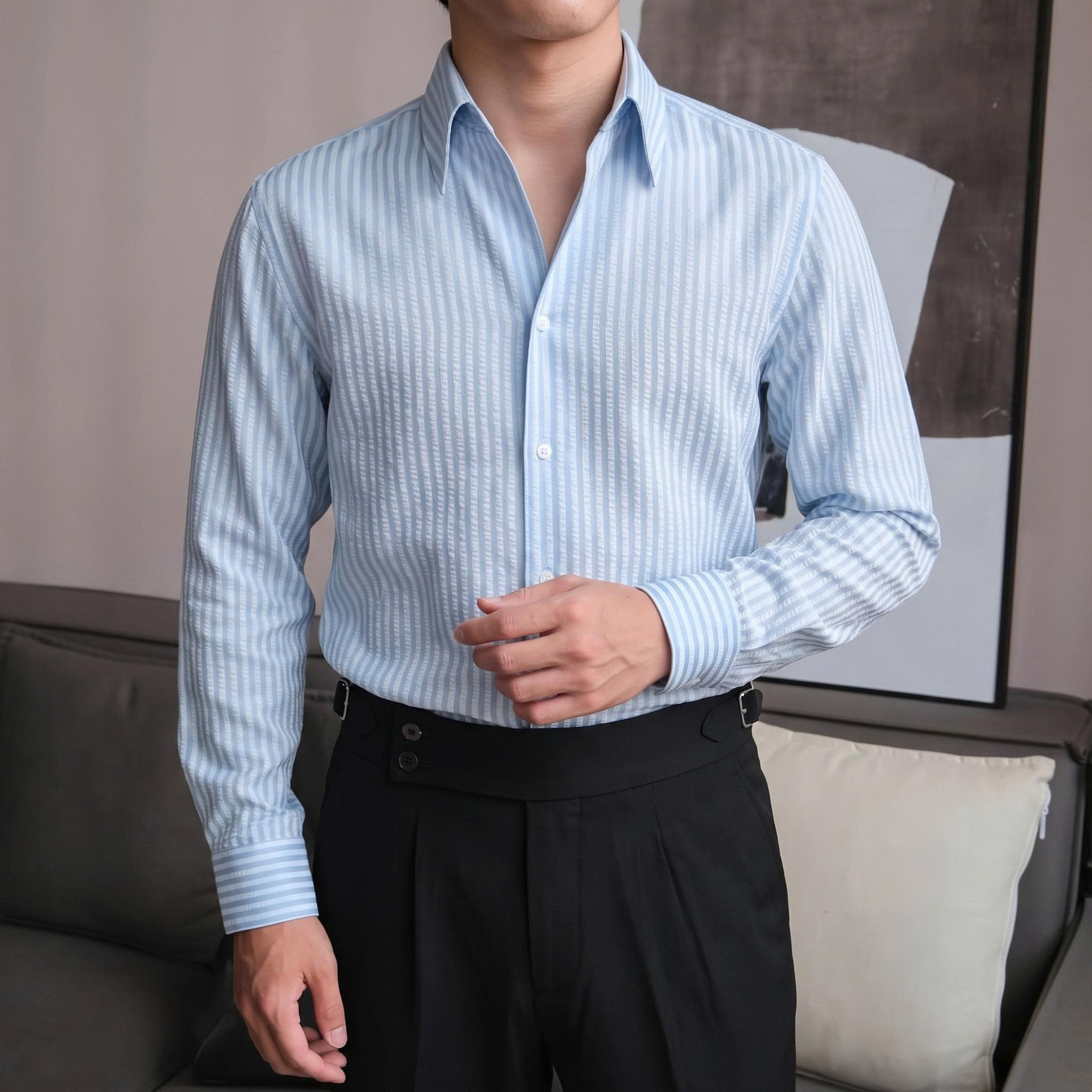 Áo Sơ Mi Seersucker Cổ Button Down_thumbnail_16
