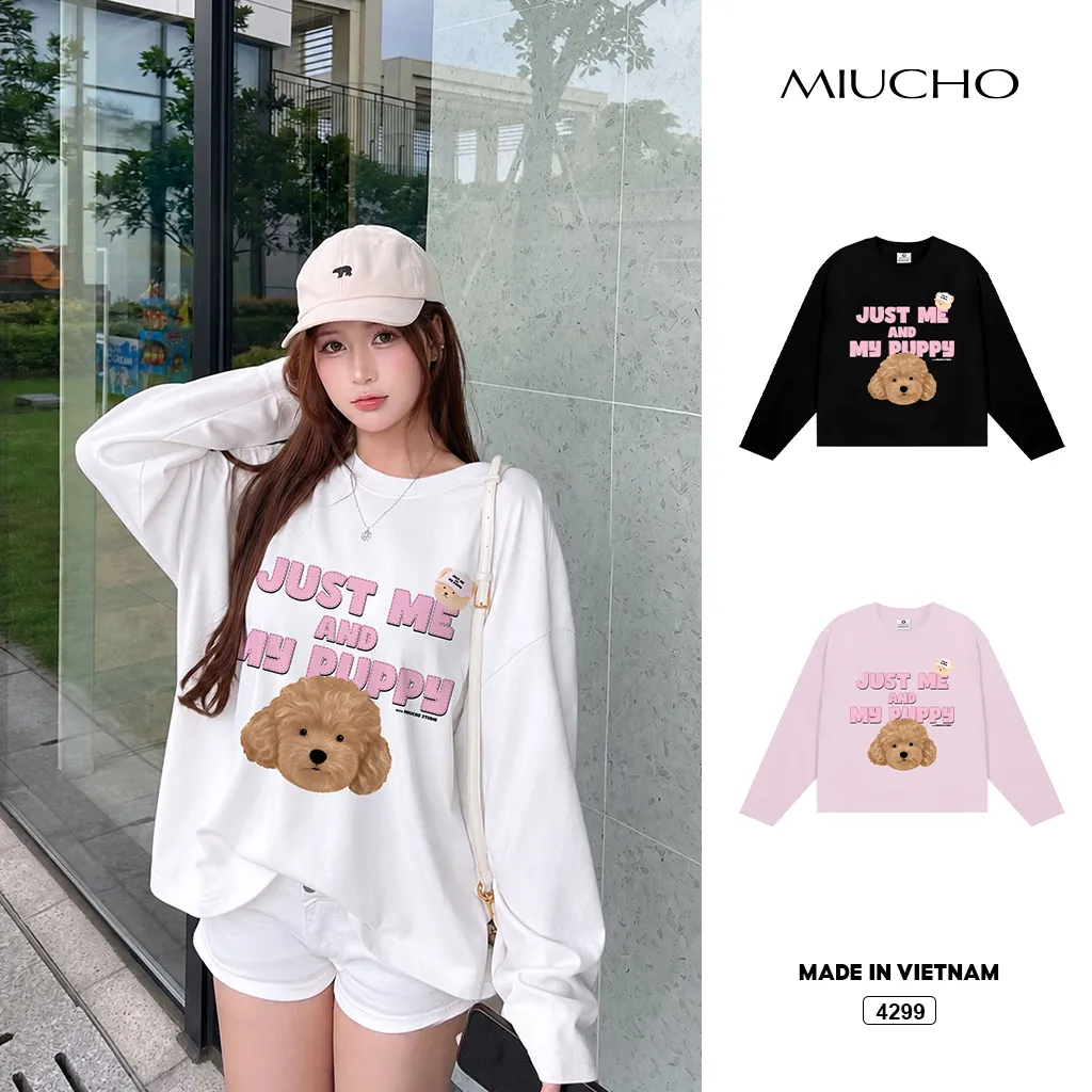 Áo thun tay dài form boxy puppy Miucho 4299