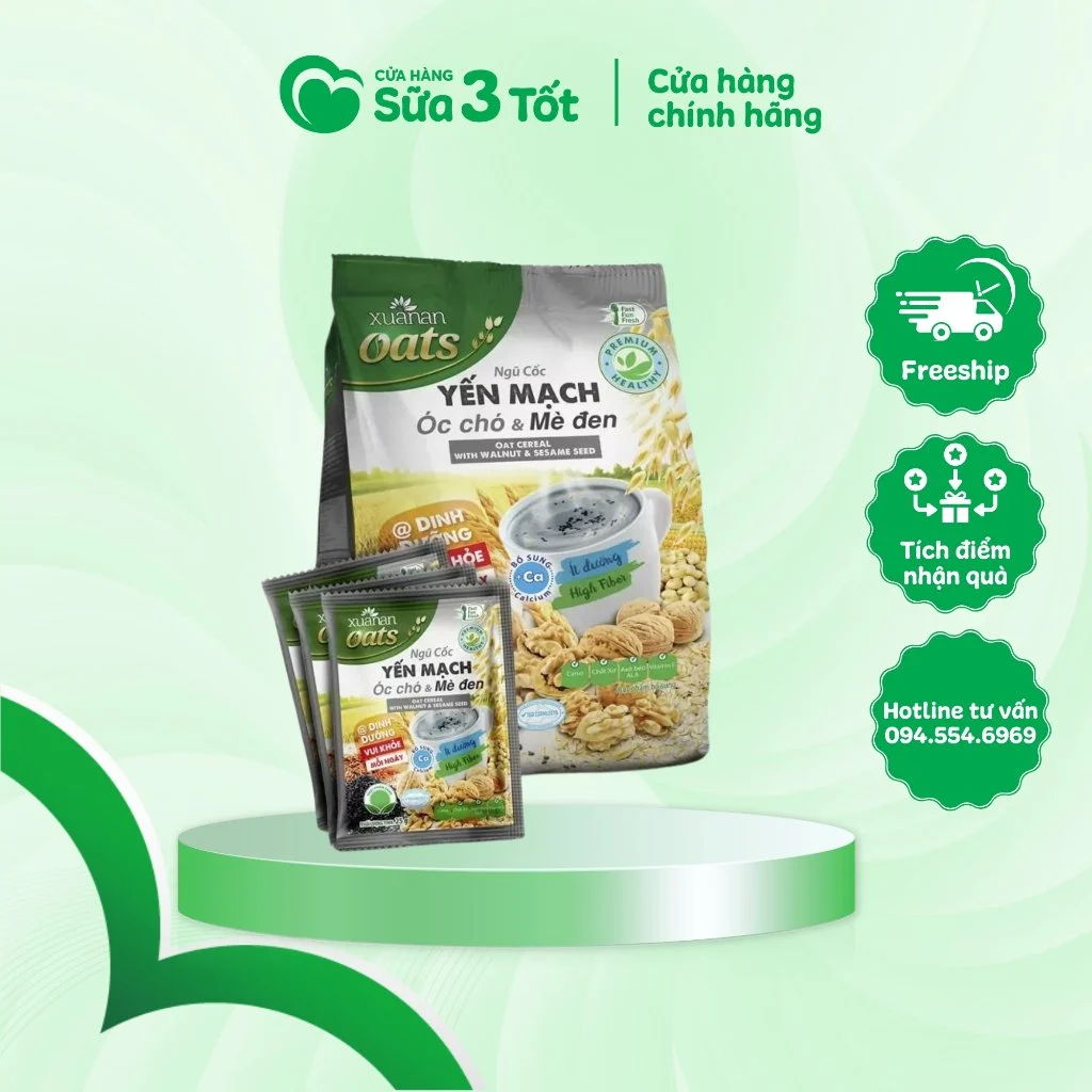 Ngũ cốc yến mạch óc chó & mè đen Xuân An bịch 400g_thumbnail_3