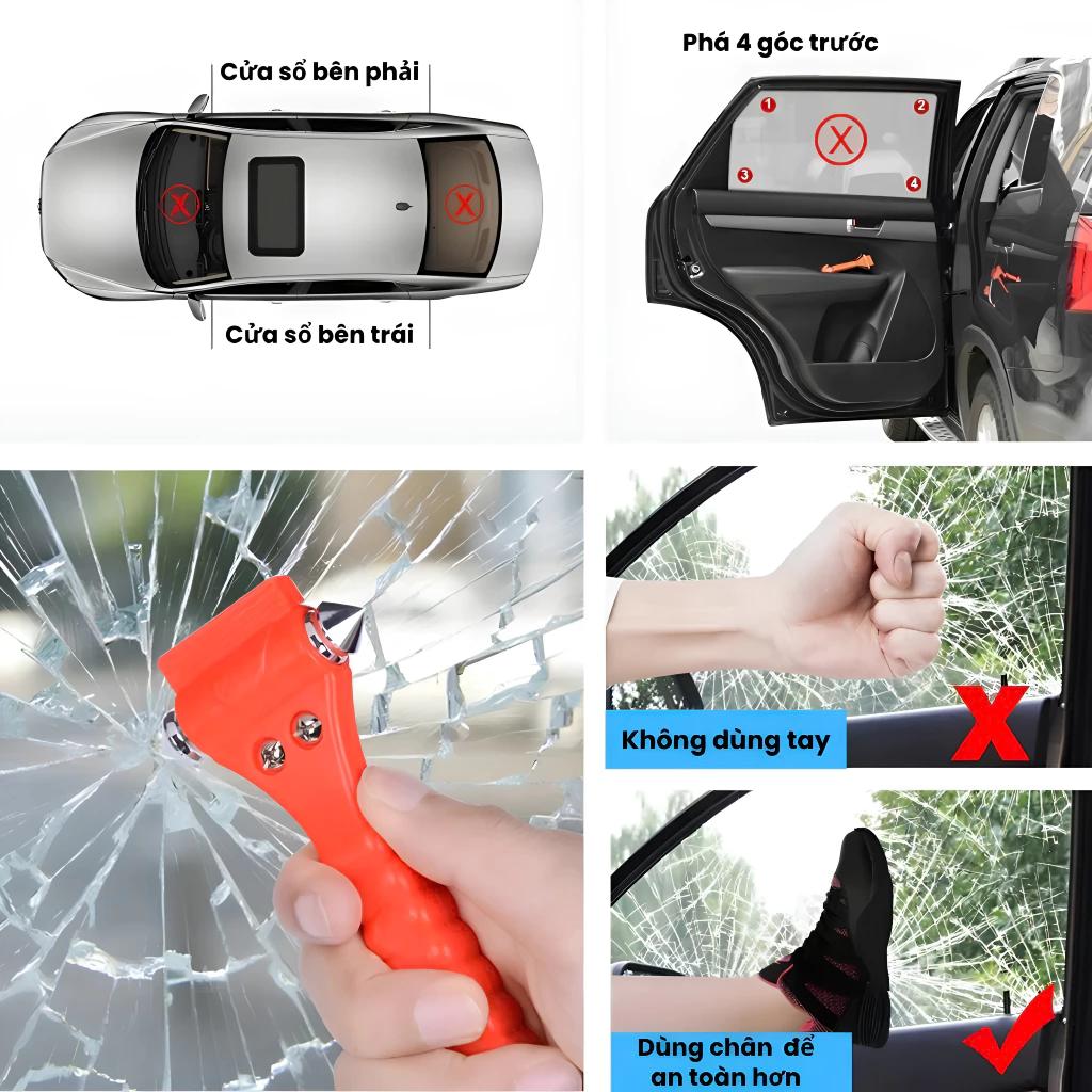 Búa Phá Kính Ô Tô GCAR Thép Cacbon Kèm Dao Cắt Dây Đai_thumbnail_4