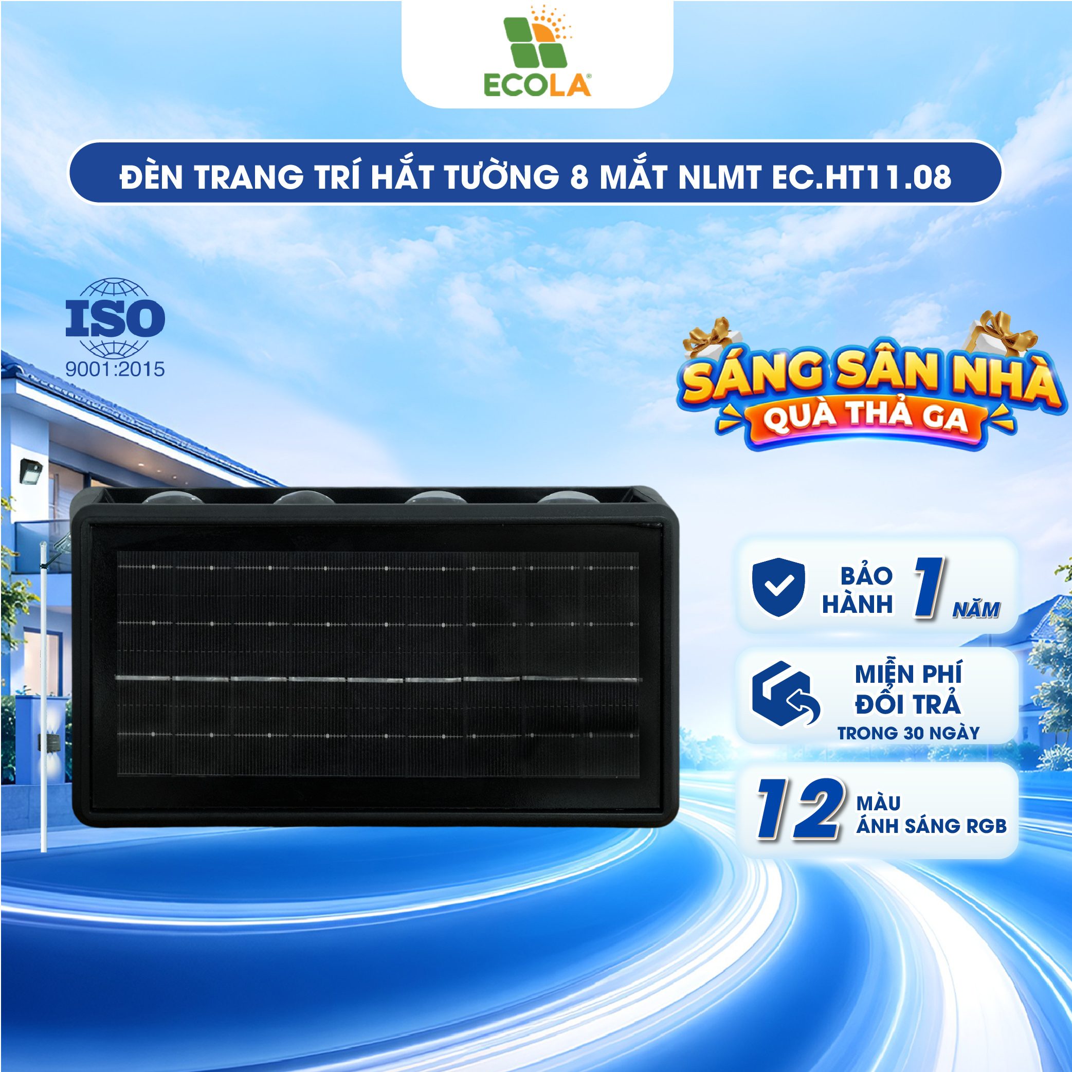 Đèn trang trí hắt tường năng lượng mặt trời ECOLA HT11_thumbnail_3