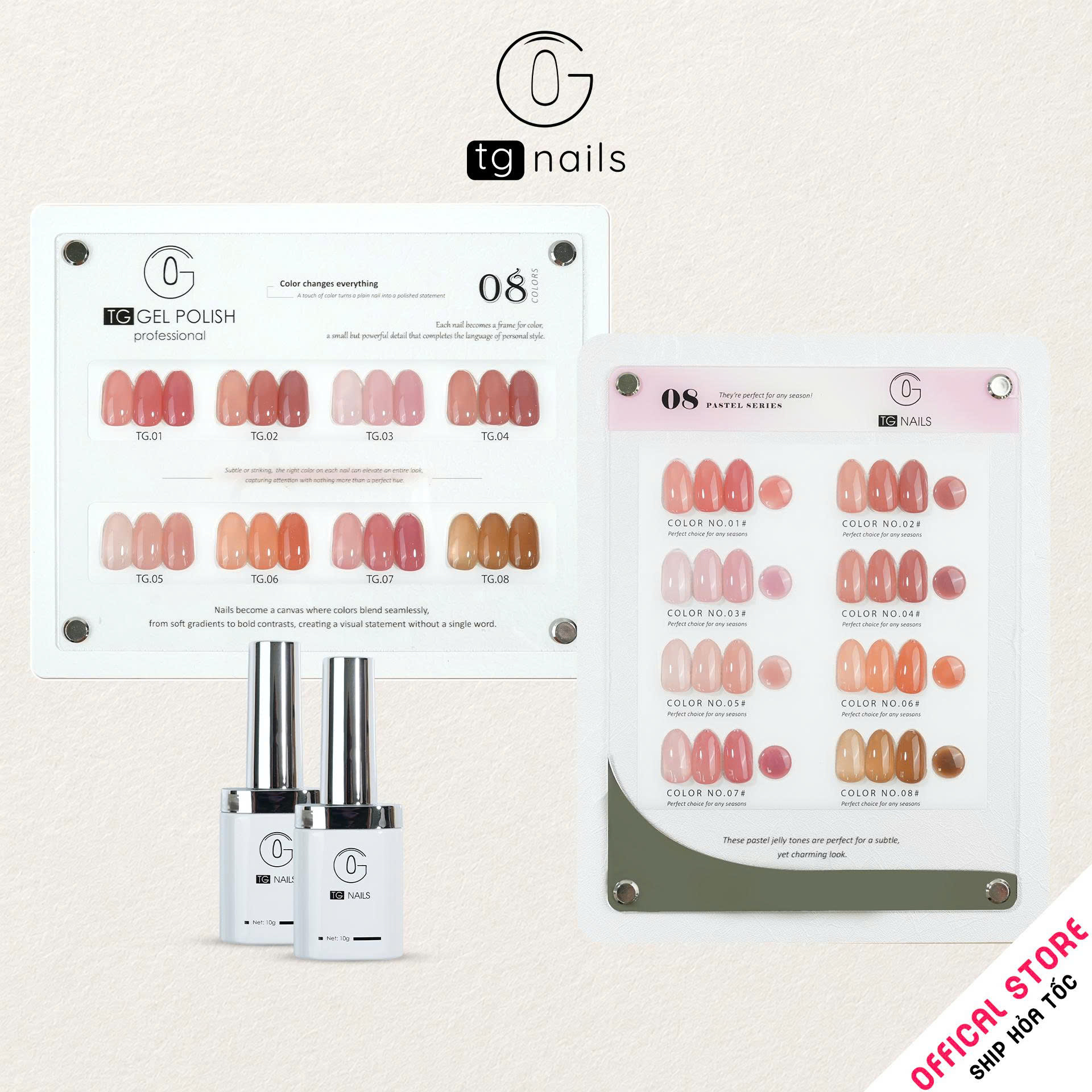Combo 8 màu Thạch Hồng đục TG Nails kèm bảng màu_thumbnail_1