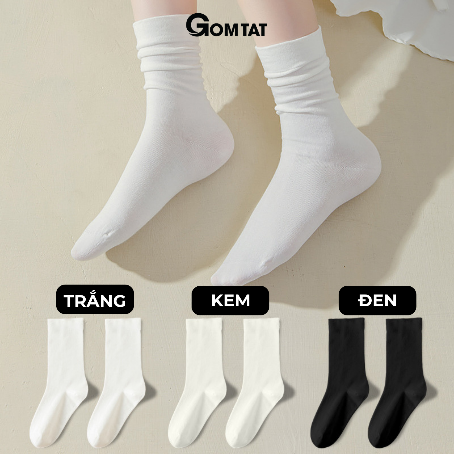 [BEST SELLER - HÀNG MỚI] Combo tất nữ cổ cao mùa hè GOMTAT mẫu trơn basic, vớ nữ chất cotton mềm mại - OAS-1706_thumbnail_3