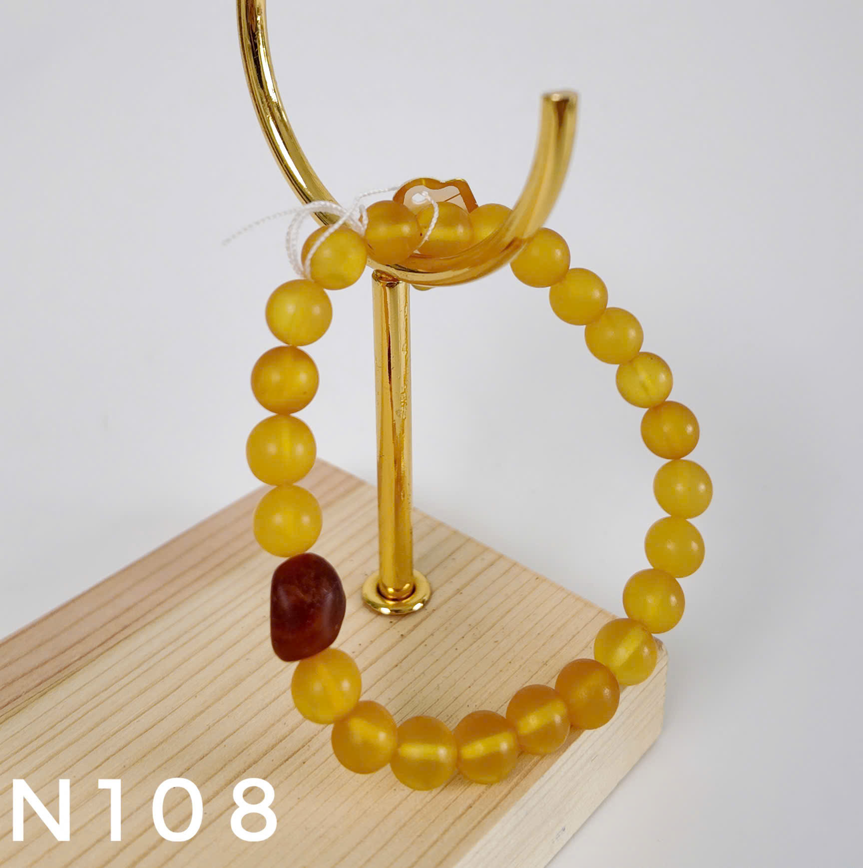 Vòng Tay Hổ Phách Mật Lạp Mix Giọt Huyết Thô – N108_thumbnail_3