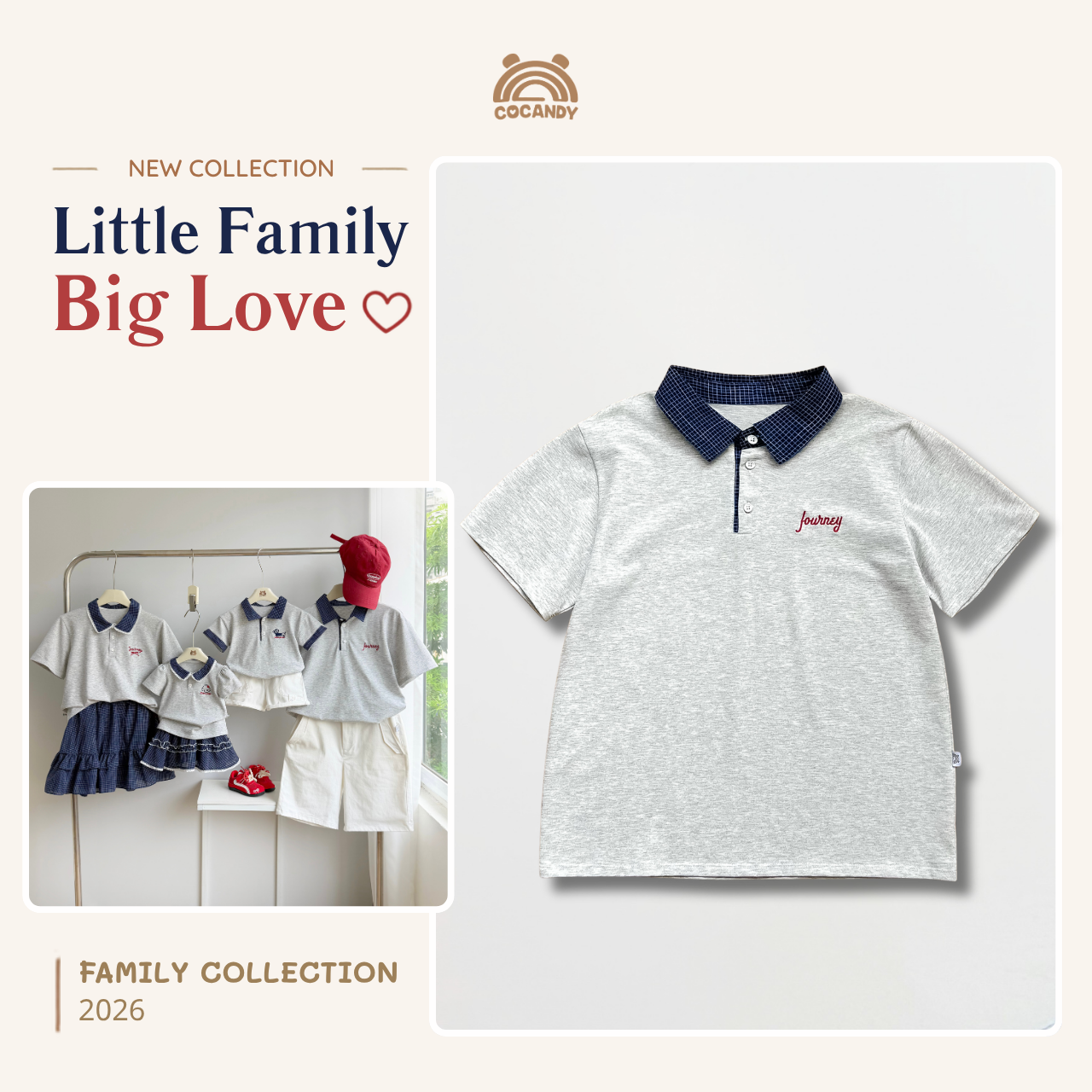 Áo cộc polo XÁM phối cổ caro NAM