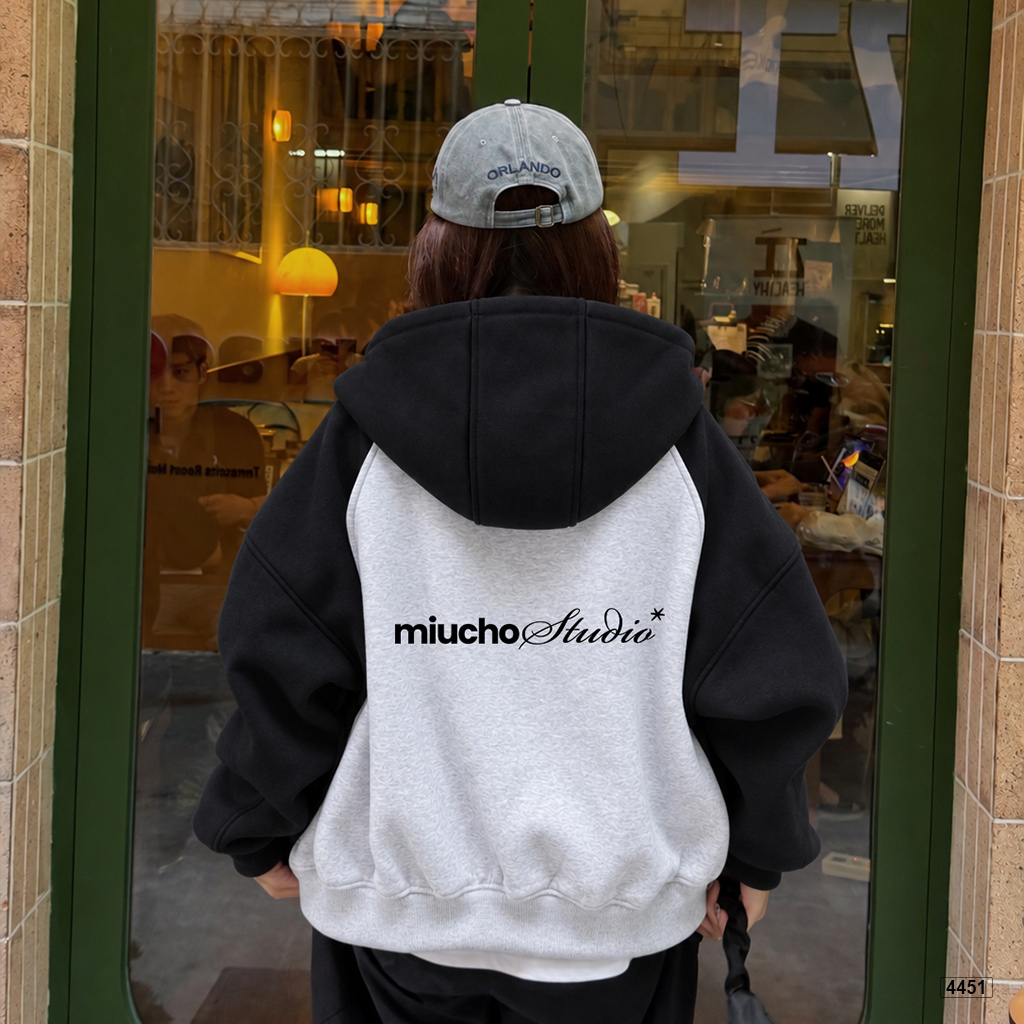 Áo hoodie zip Miucho form rộng raglan vải nỉ 2 da mềm mịn 4451_thumbnail_2