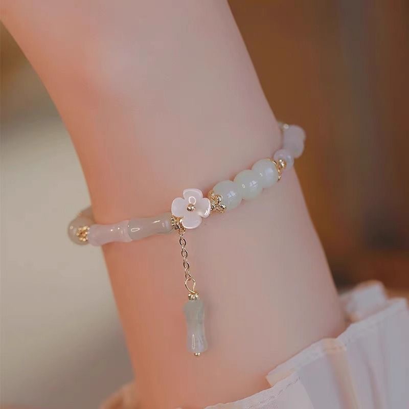 [Bộ sưu tập vòng tay ghép tre] Vòng tay ngọc bích Hetian ghép tre kiểu Trung Quốc mới dành cho nữ, thiết kế độc đáo và cao cấp, Màu sắc: S460
