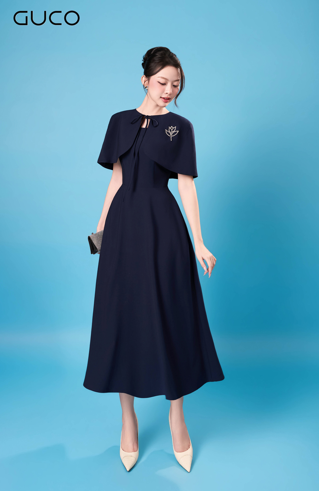 Đầm Xòe Navy Áo Choàng Đính Đá Sapphire - 5162_thumbnail_1