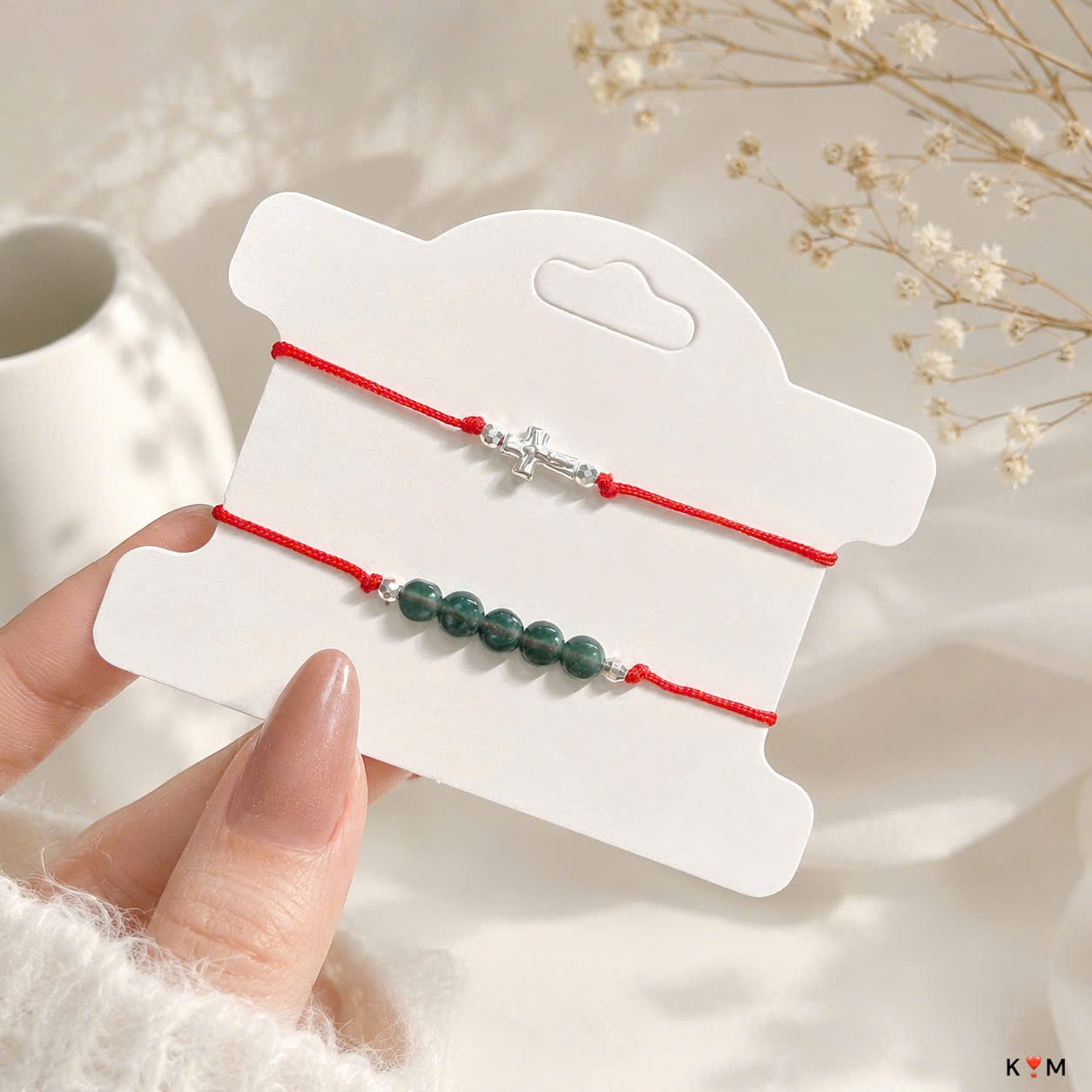Set 2 Vòng Tay Chỉ Đỏ Thánh Giá Bạc - Quà Tặng Công Giáo May Mắn, Bình An (Freesize) VDT81_thumbnail_3