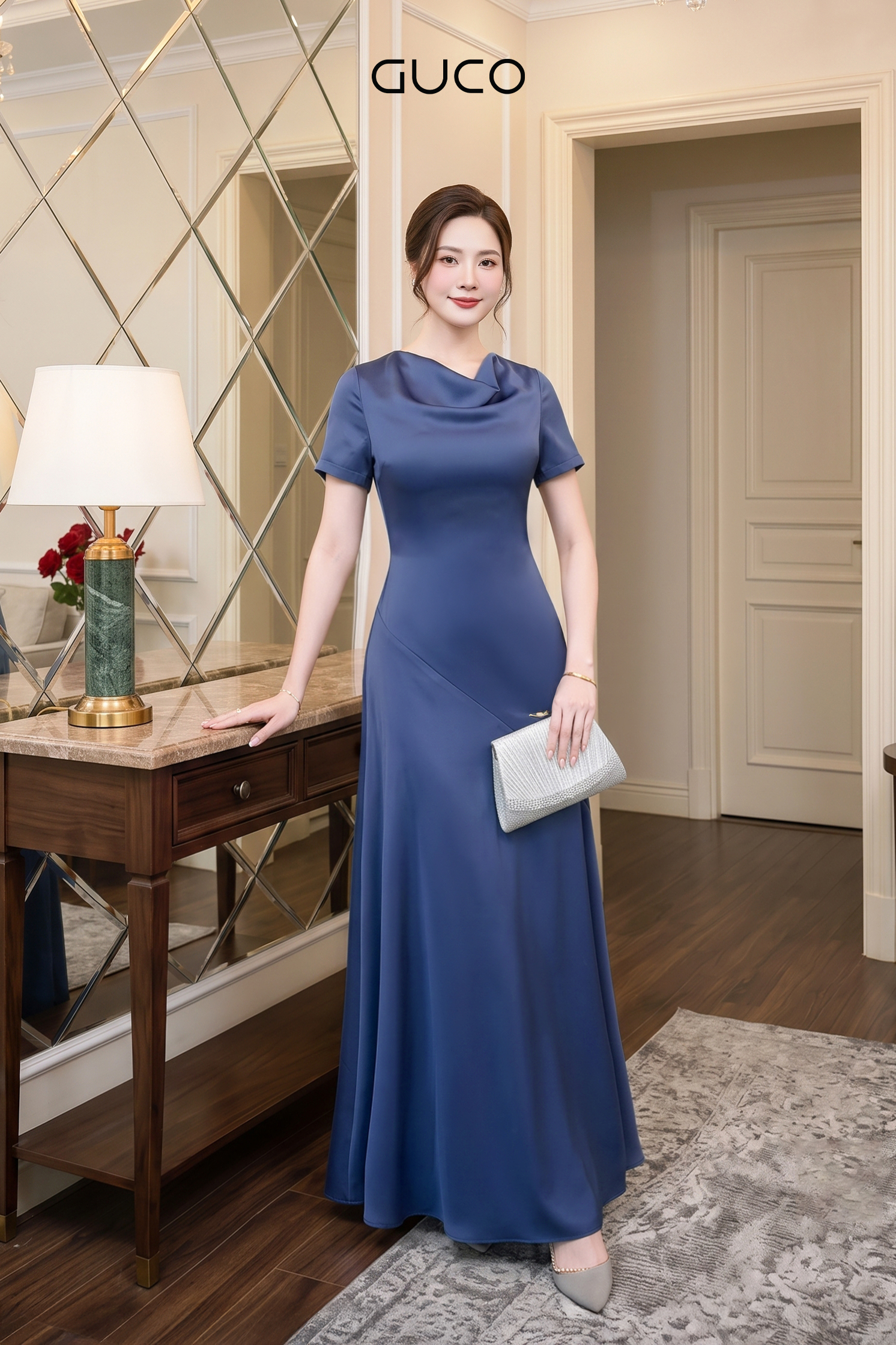 Đầm Dạ Hội Xanh Đuôi Cá Cổ Đỗ