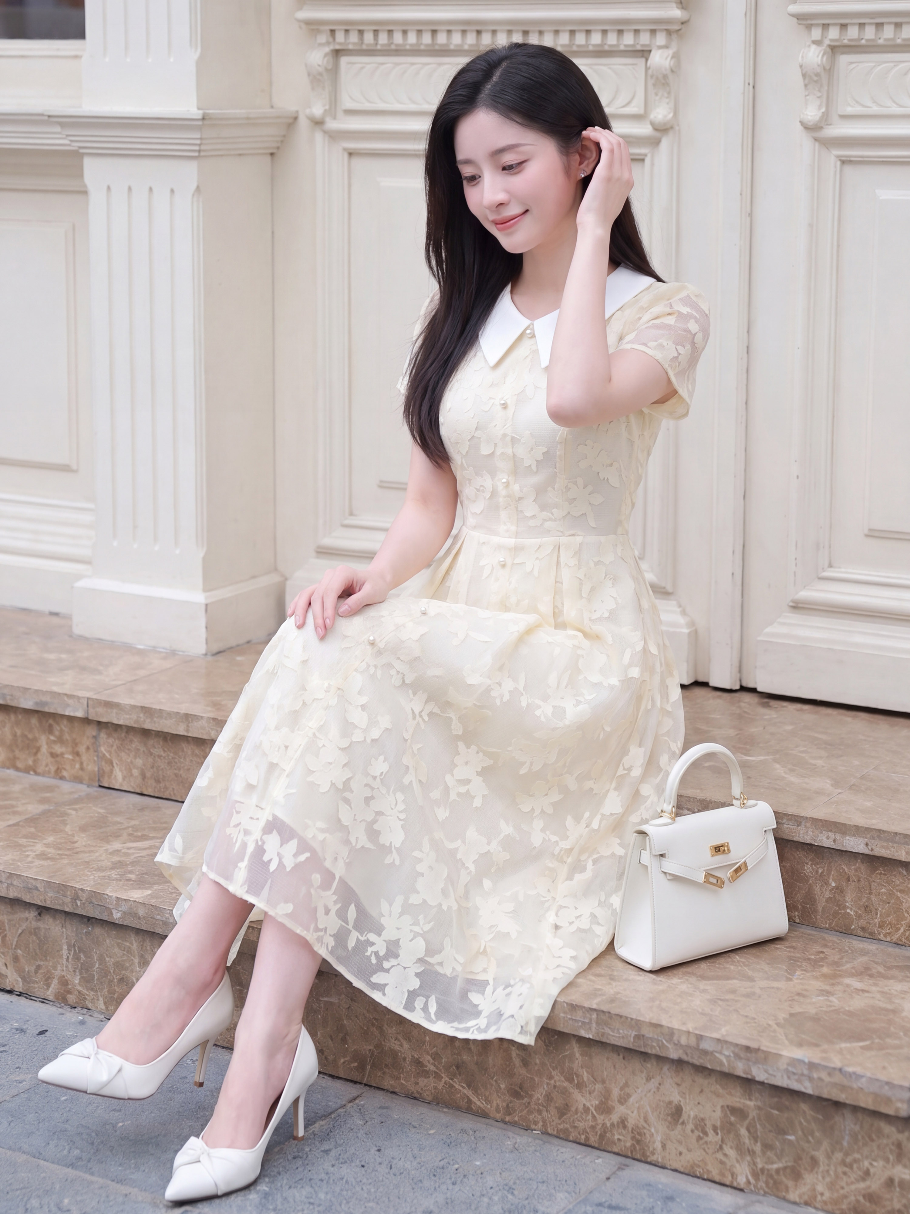 Váy ren cộc tay phối cổ 606005_thumbnail_2