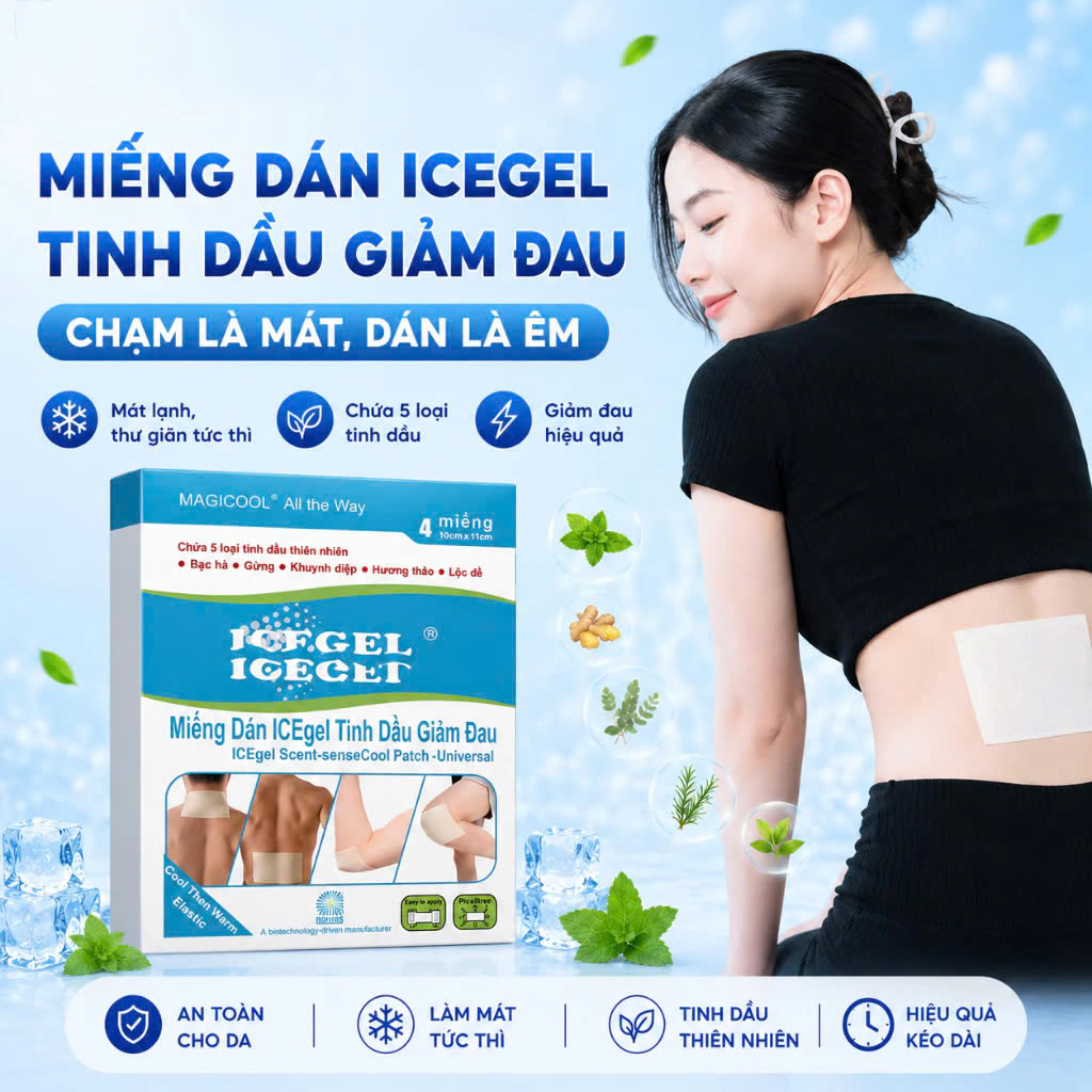 HỘP 4 Miếng Dán ICEgel Tinh Dầu Giảm Đau