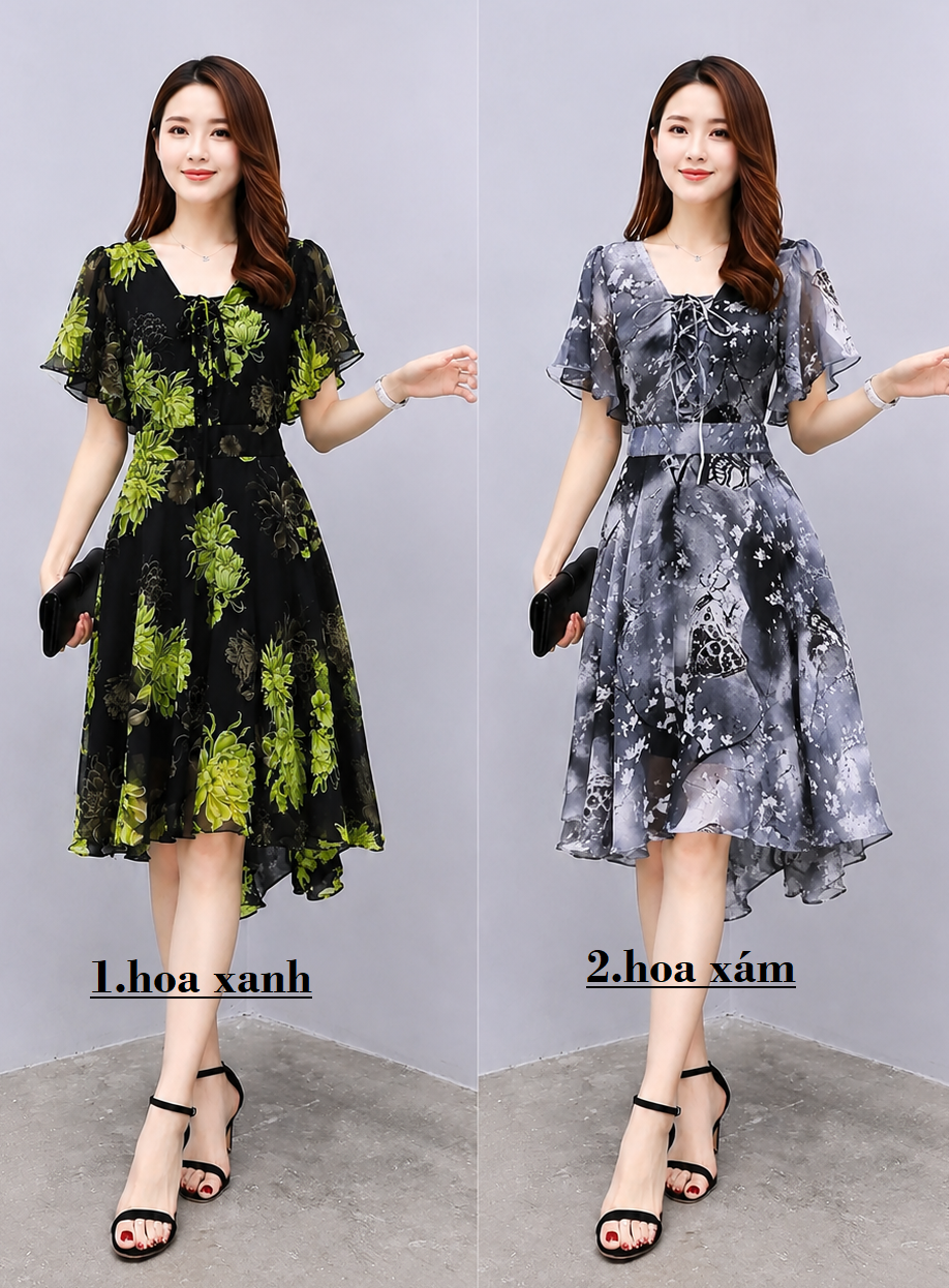13502-Đầm voan  xòe tay  tiên cổ  thắt nơ  in  họa tiết( voan, lót thun)_thumbnail_6