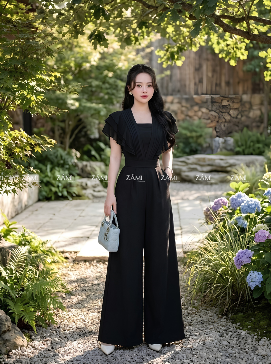 G56 - Jumpsuit Cánh Tiên Cổ V Thanh Lịch