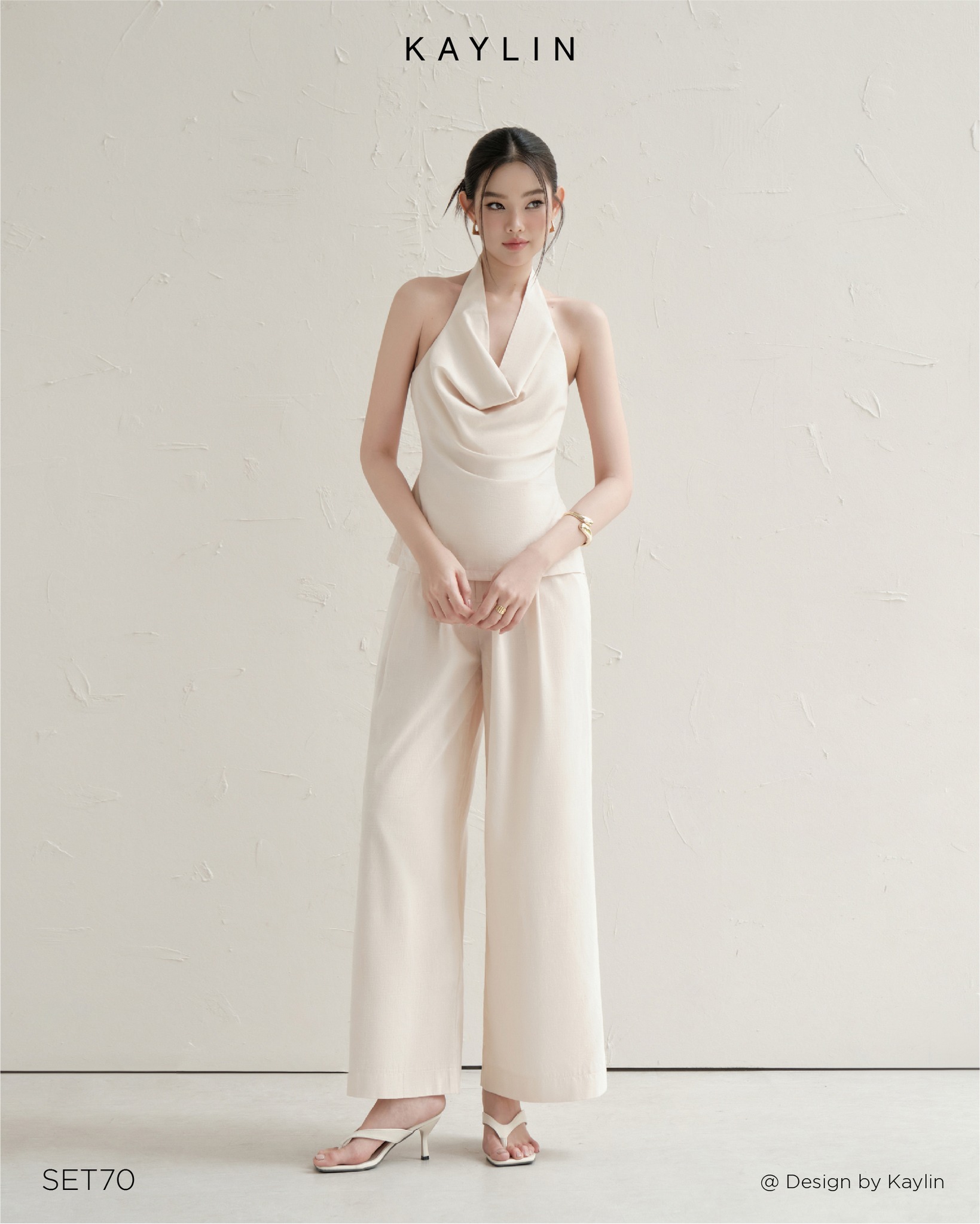 Set Yếm Cổ Đổ Linen KAYLIN Draped Top