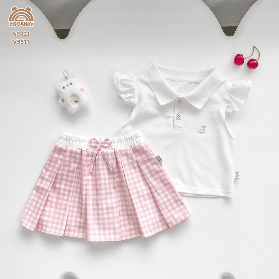 Chân váy caro HỒNG tennis ly bản to