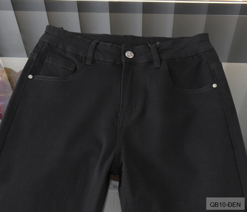 QB10 - Quần jeans nam ống nhỏ co giãn, màu trắng đen, phong cách basic mùa thu_thumbnail_10