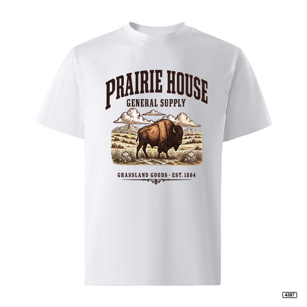 Áo thun nam Prairie House Buffalo form rộng vintage TeePrint 4387_thumbnail_10