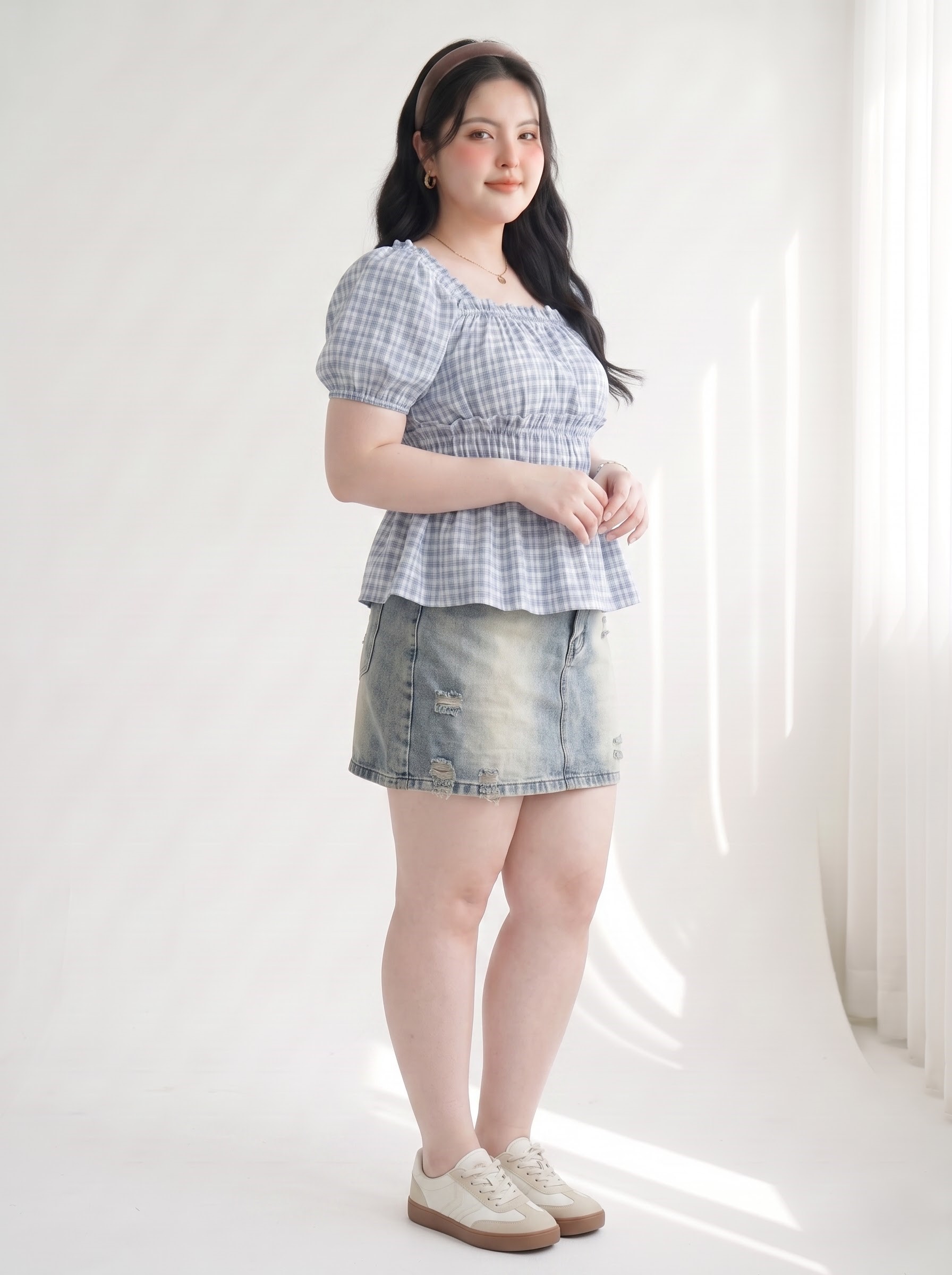 Chân Váy Jean Thêu Cún Bigsize Dáng A Có Quần Bảo Hộ - Xanh Nhạt, Xanh Đậm - Vừa 55–90kg - T-JV2126