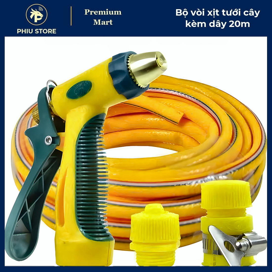 Combo Sân Vườn Xanh 4 Món - Vòi Tưới Cây Dây 20m, Bộ Làm Vườn 4 Món, Kéo Cắt Tỉa Hàng Rào, 12 Đôi Găng Tay_thumbnail_1