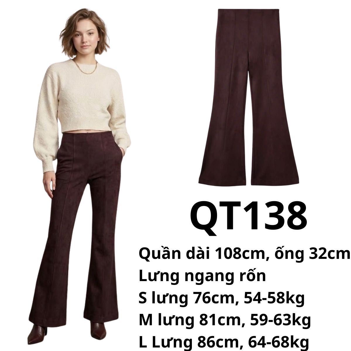 QT138- Quần tây da lộn