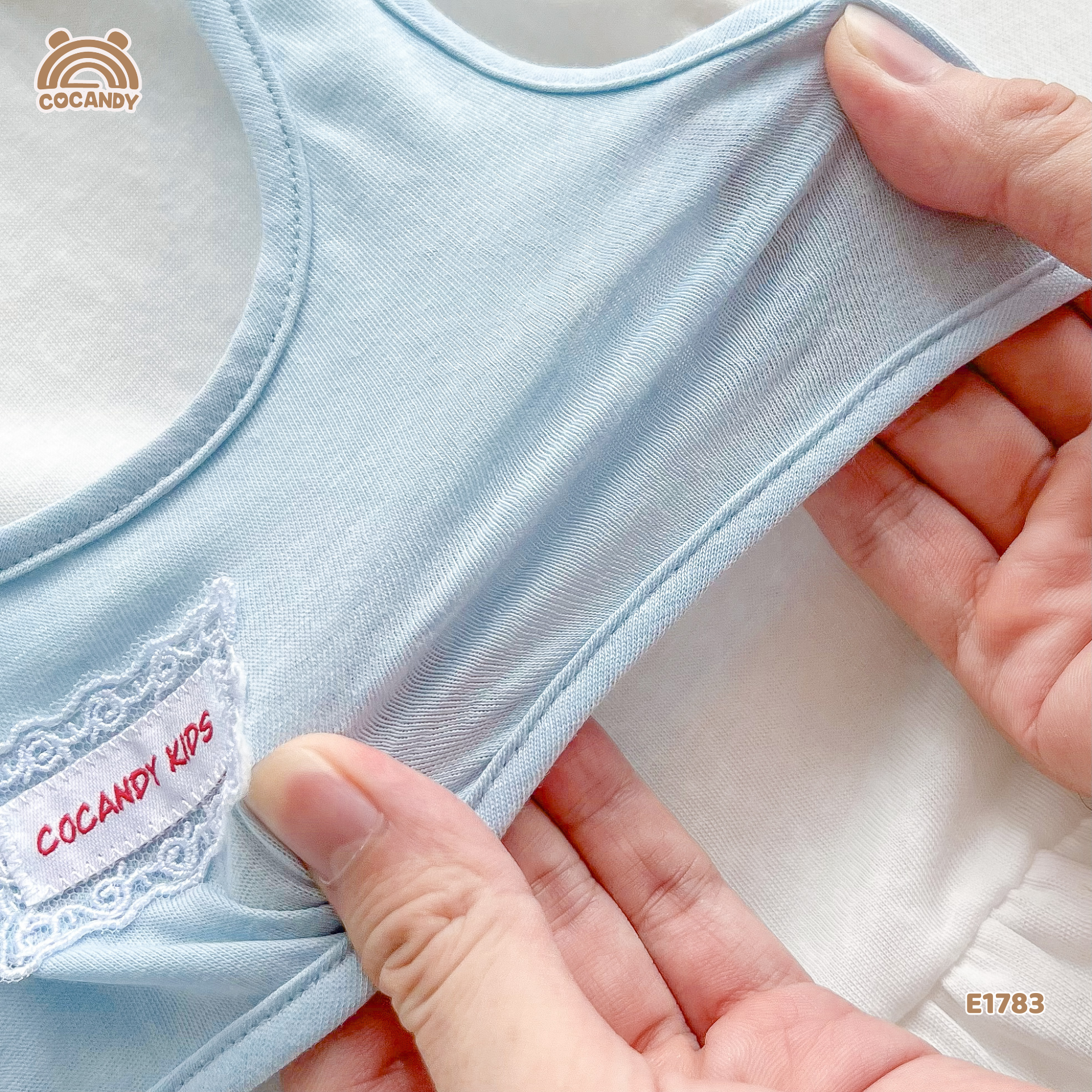 Áo cộc cotton XANH TRẮNG giả yếm tag CCD_thumbnail_4