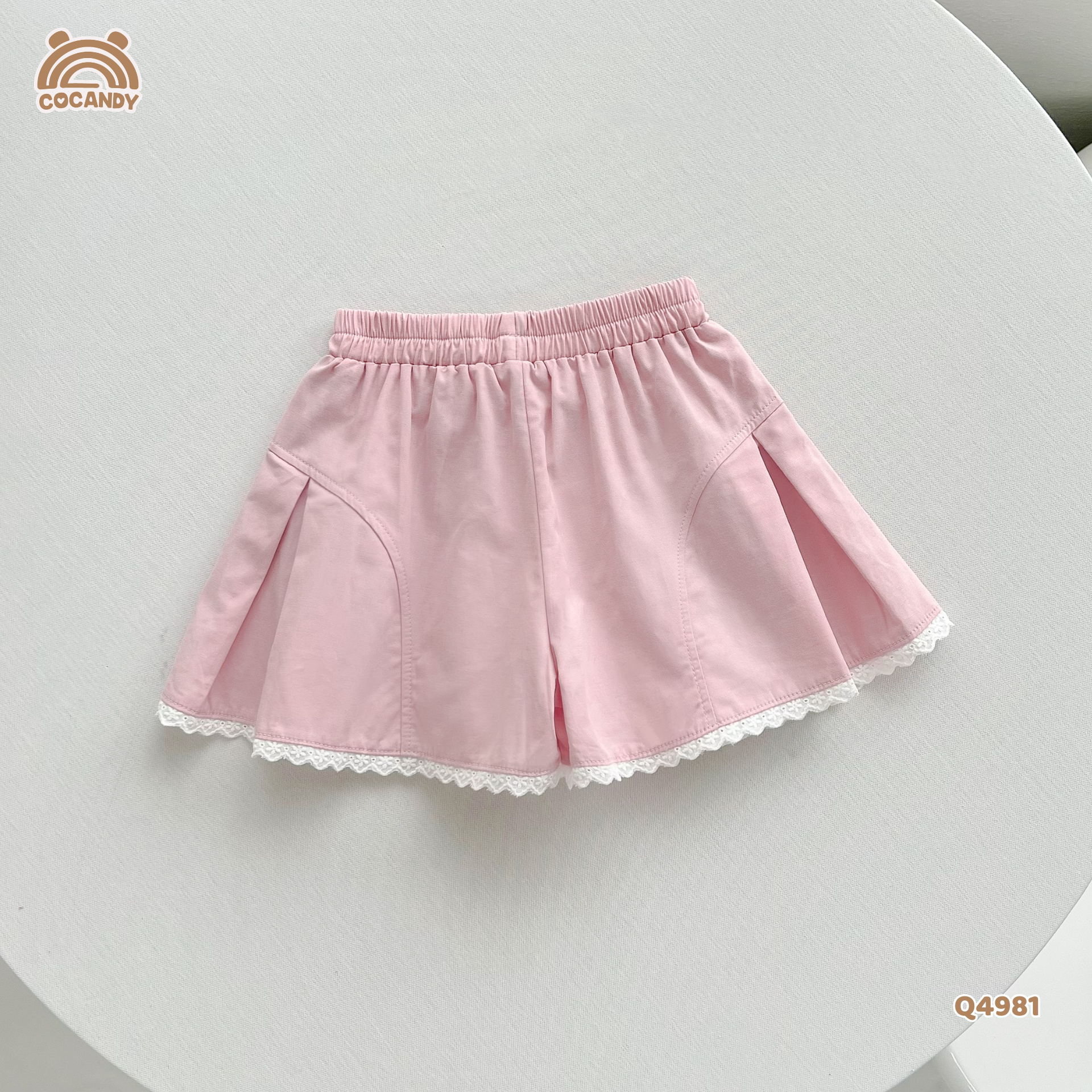 Quần cộc kaki HỒNG xếp ly phối nơ_thumbnail_2