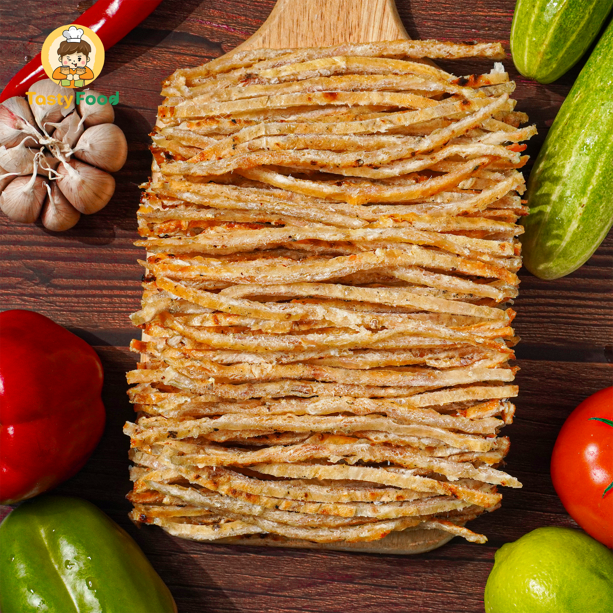 Khô cá thiều que cắt sợi Tasty Food - Hũ vuông 500g