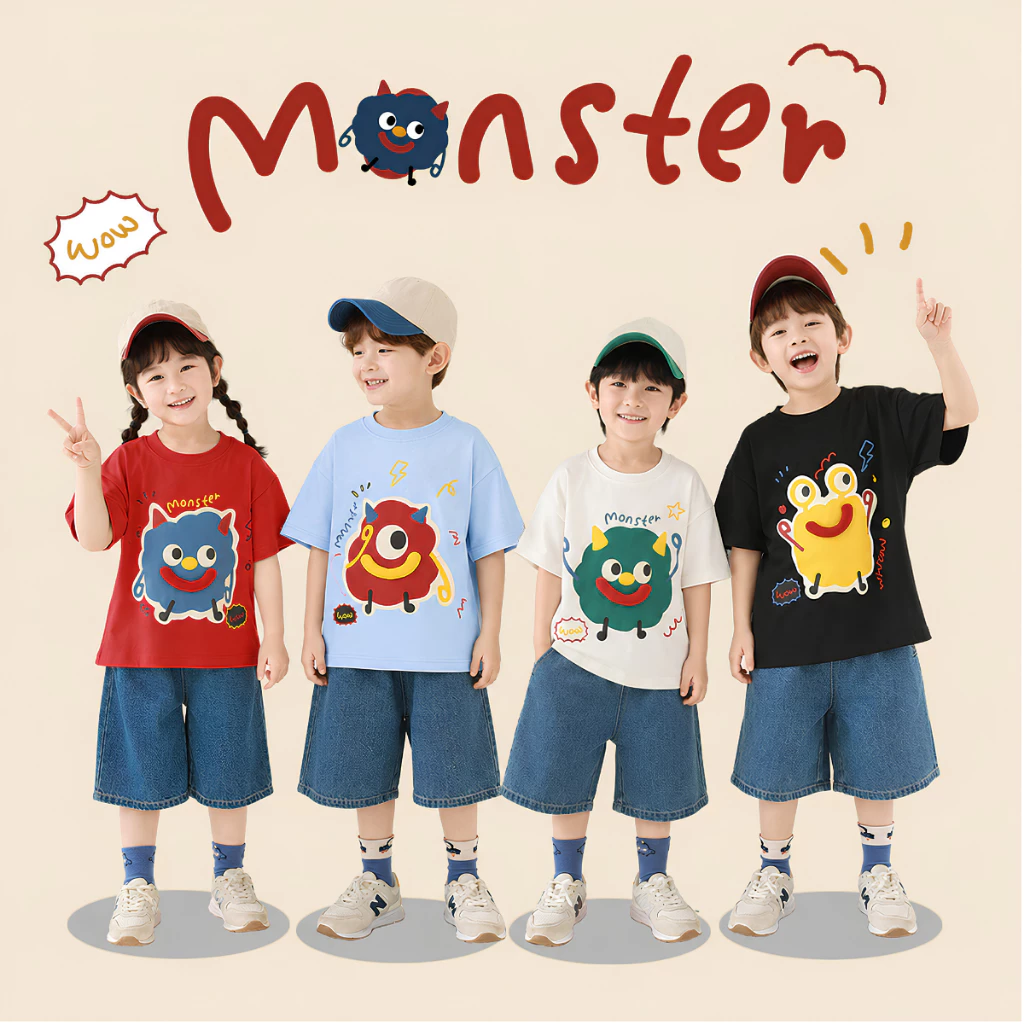 Áo phông trẻ em cộc tay hình MONSTER - Loza Kids A002 A002