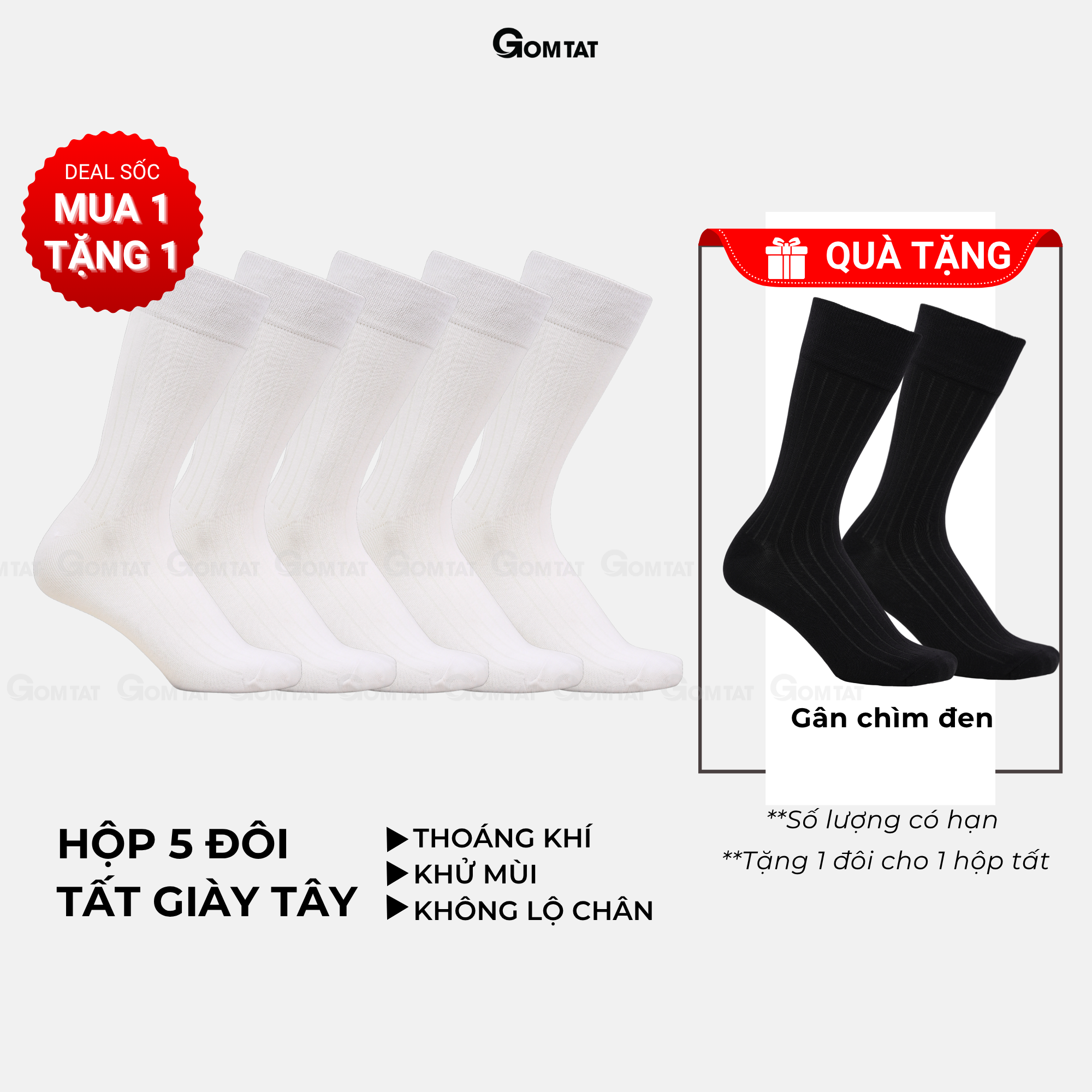 Hộp 5 đôi tất nam đi giày tây cao cổ GOMTAT gân chìm, vớ công sở nam thoáng khí LUX-TAYCHIM_thumbnail_12