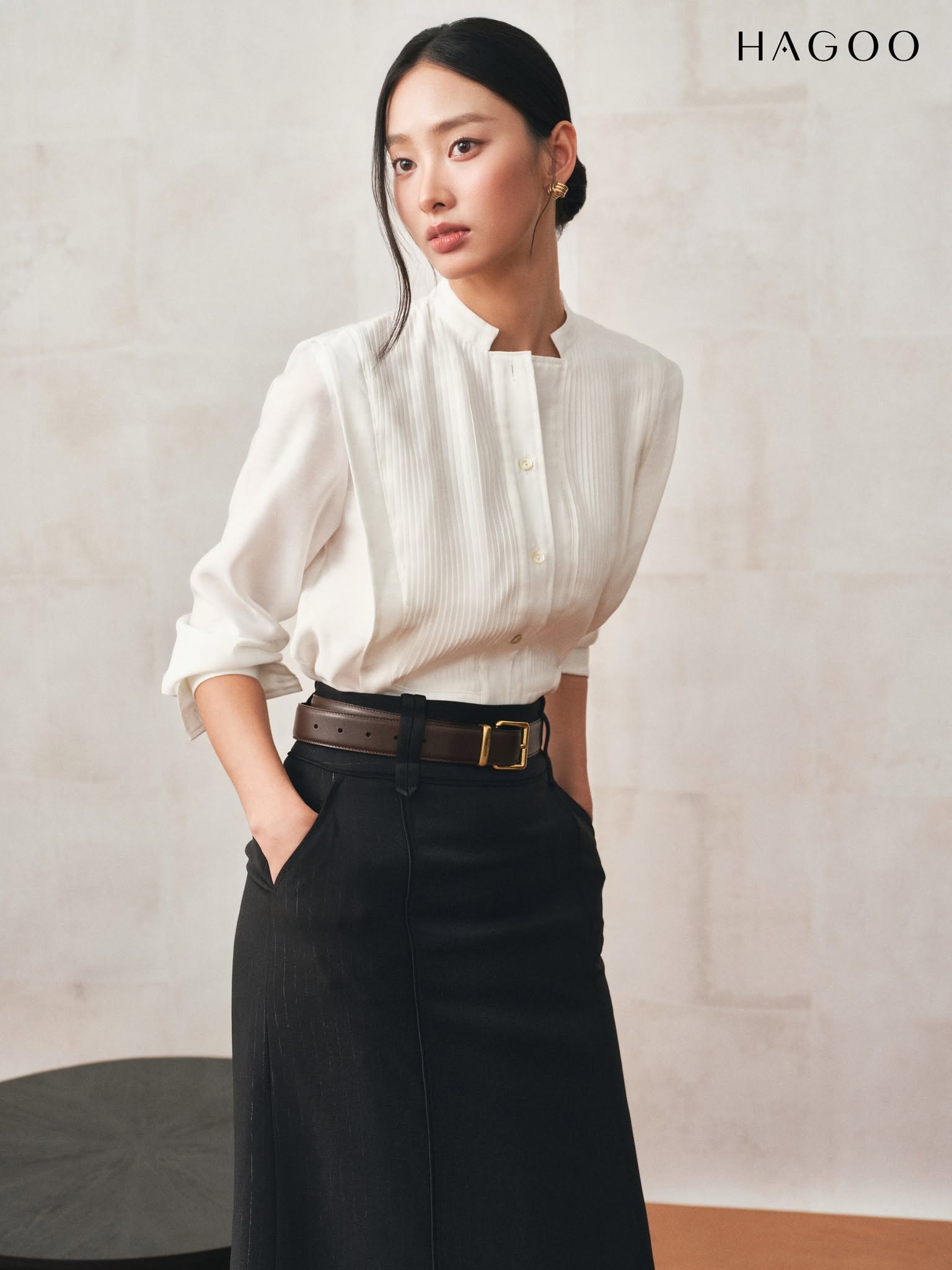 HAGOO silk flared A-line skirt