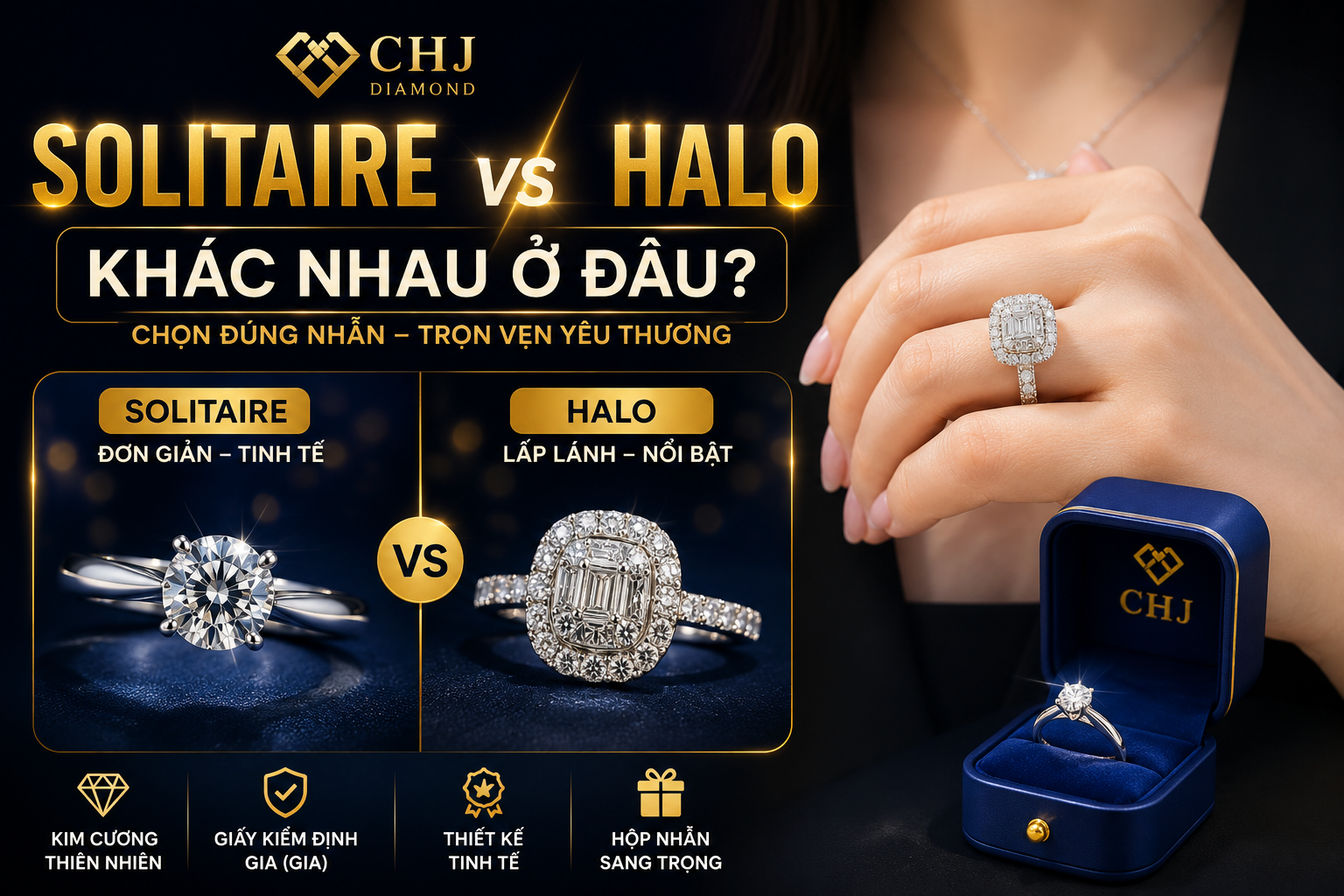 Solitaire Vs Halo: Nên Chọn Nhẫn Cầu Hôn Kiểu Nào? So Sánh Chi Tiết [2026]