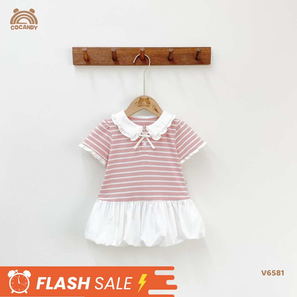 Váy cộc polo kẻ HỒNG form bí