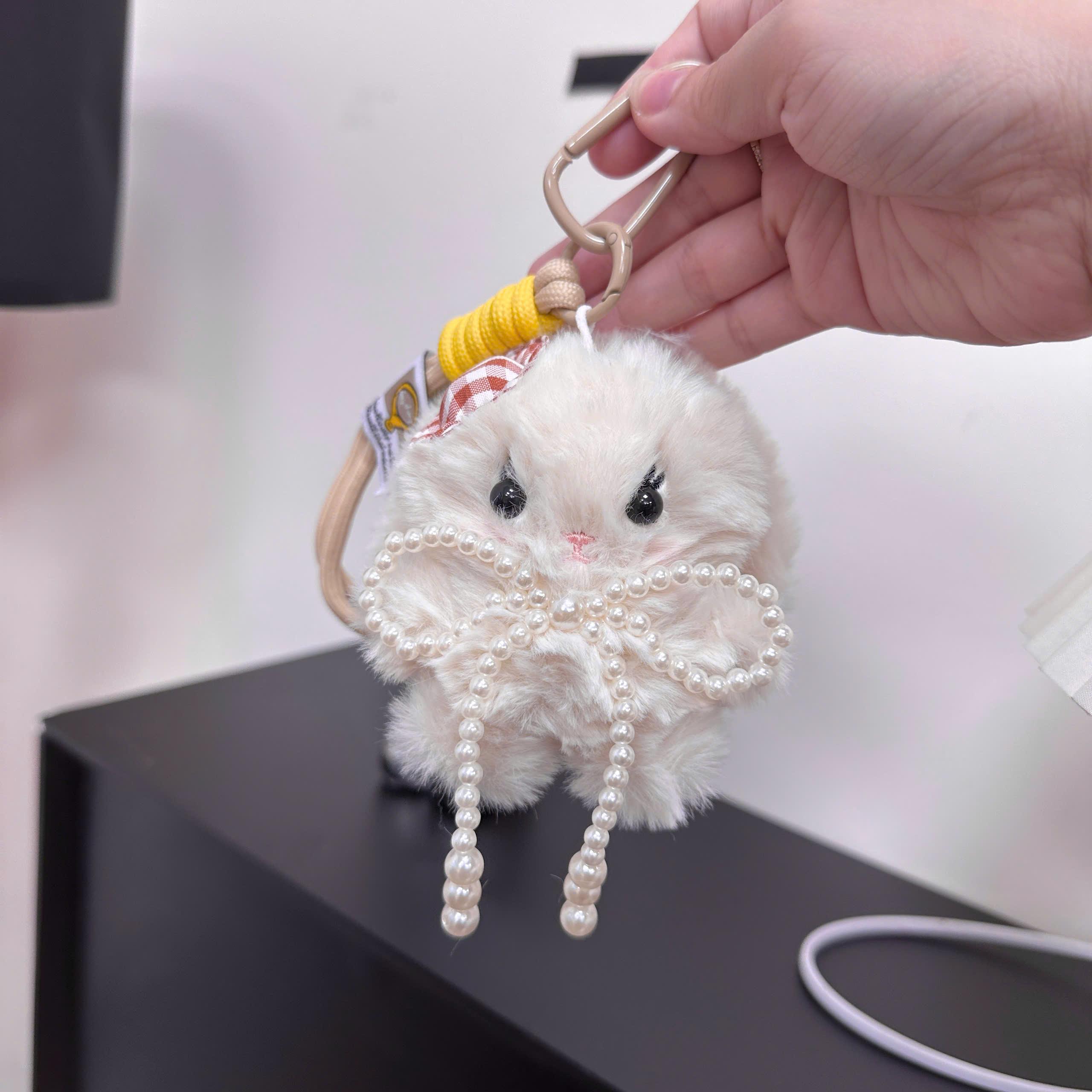 Móc Khóa Thỏ Bông Phụ Kiện Treo Túi Xách Đính Nơ Ngọc Trai Dễ Thương Đồ Chơi Quà Tặng Cunbag PK027_thumbnail_1