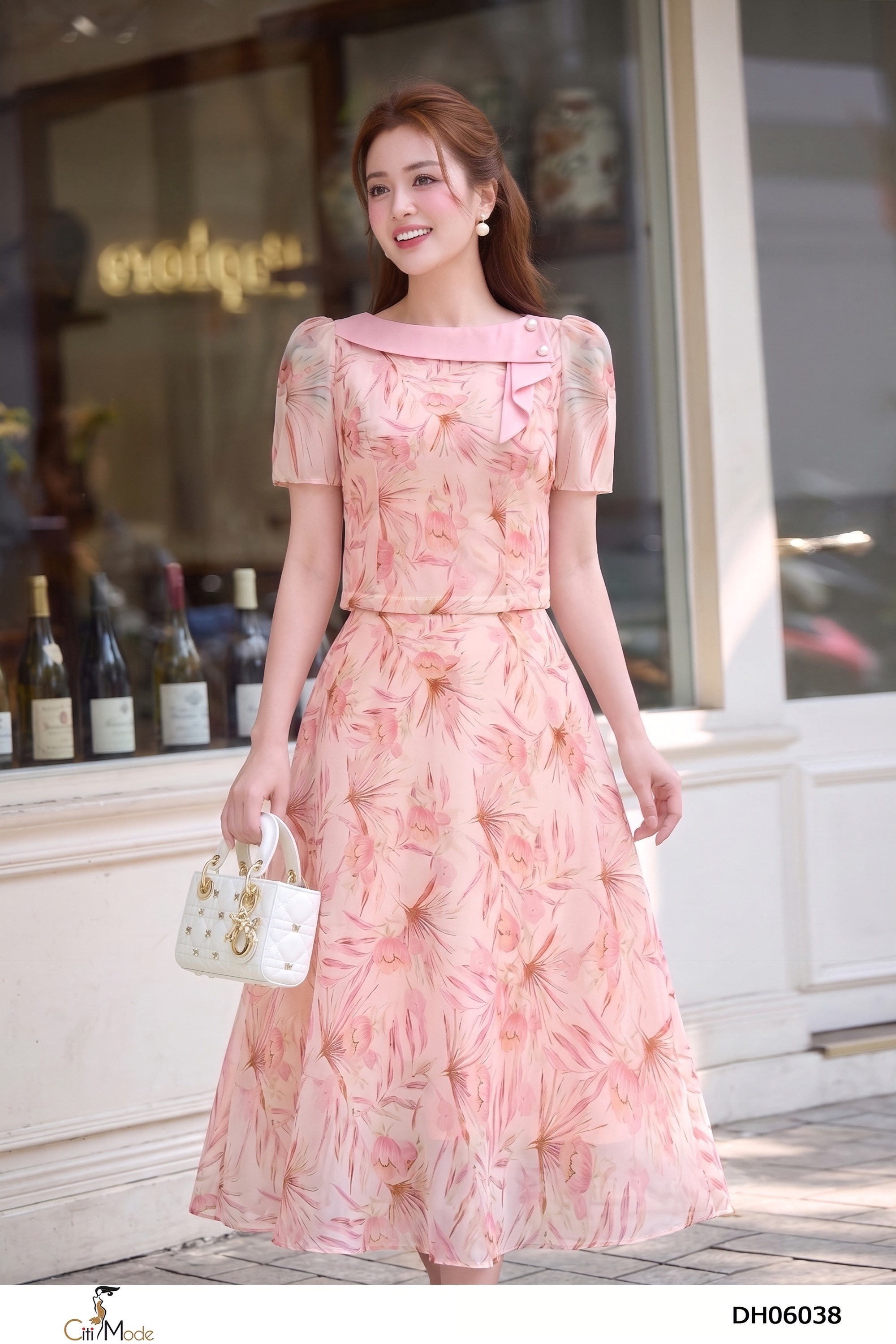 Đầm xòe hồng giả set cổ phối vạt cách điệu_thumbnail_3