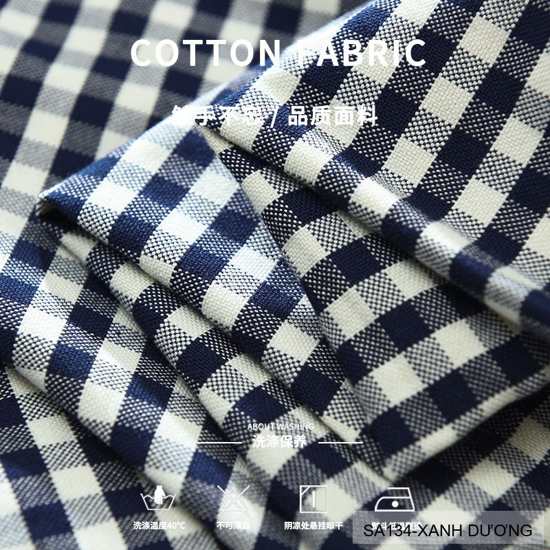 SA134 - Áo Sơ Mi Nam Tay Dài Họa Tiết Caro Phong Cách Retro Chất Cotton 100%_thumbnail_2