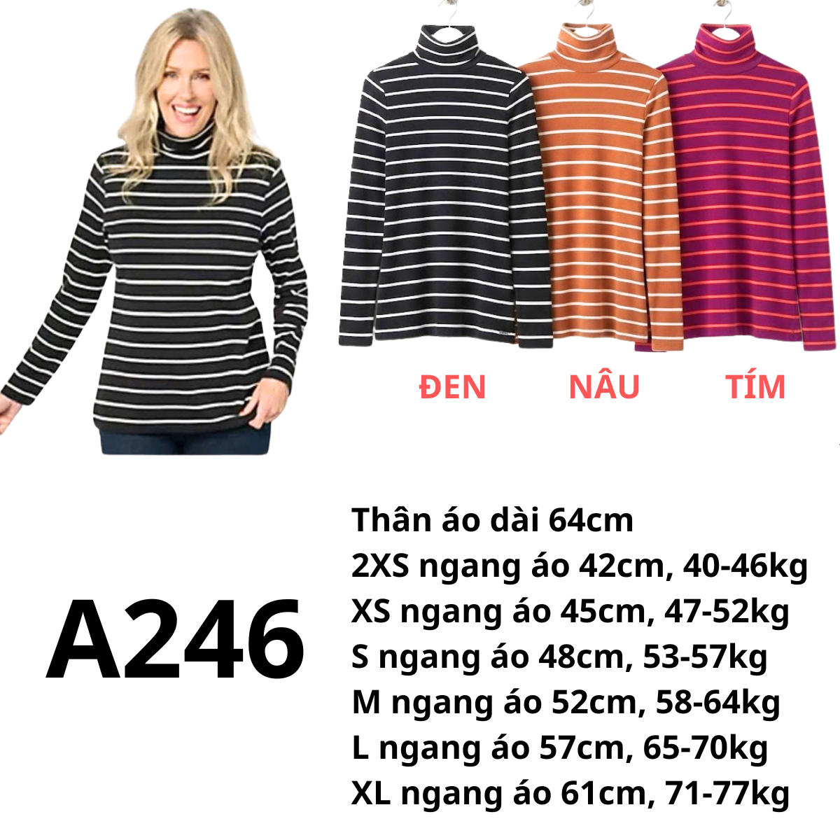 A246 - Áo thun cổ lọ