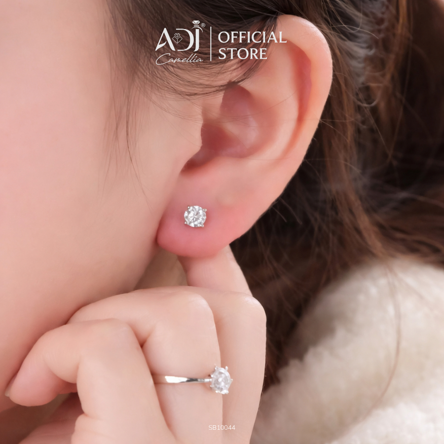 Bông Tai Bạc 925 Nữ Đính Đá CZ 3–6mm, Khuyên Tai Viên Chủ Sang Trọng Cao Cấp