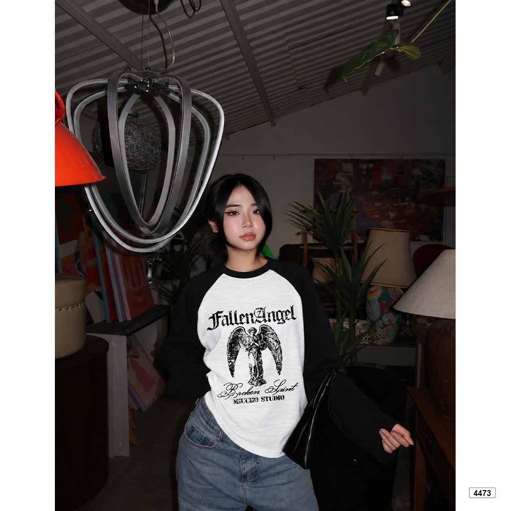 Áo thun form boxy tay dài cổ tròn Hàn Quốc Miucho 4473_thumbnail_4