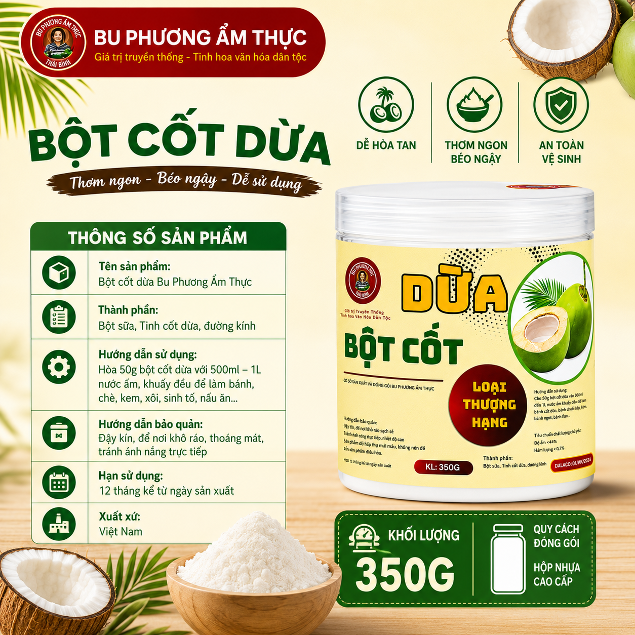 Bột Cốt Dừa Bu Phương 350G – Làm Bánh, Chè, Kem Thơm Béo - BP19_thumbnail_1