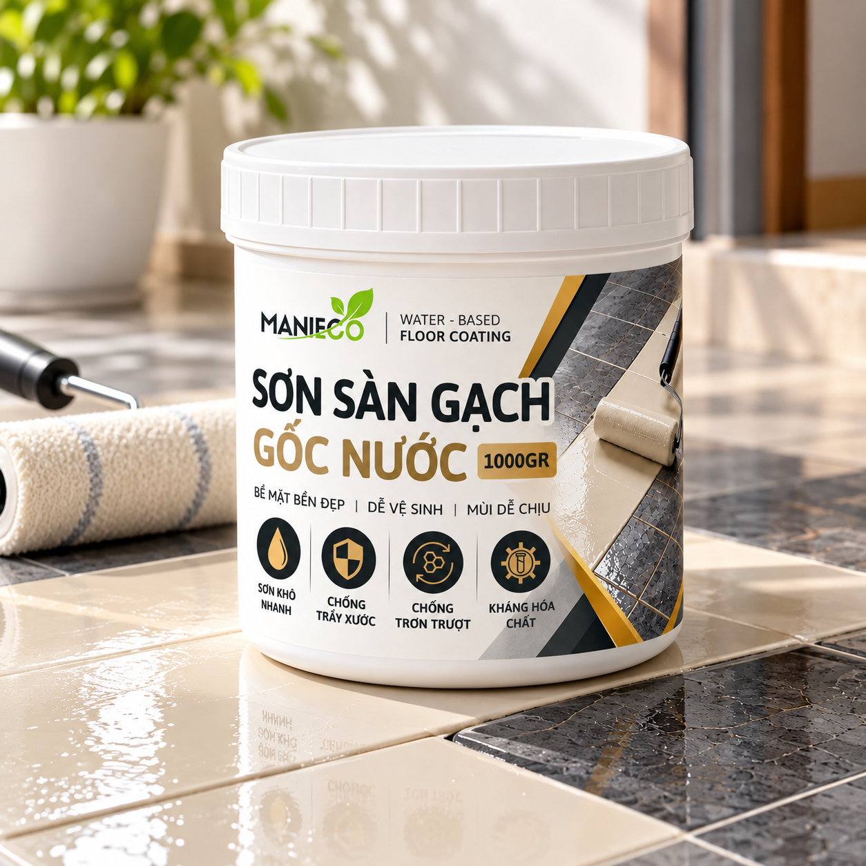 Sơn Gạch, Sàn Đa Năng, Sơn Trên Các Bề Mặt Sàn Gỗ, Gạch, Đá, Xi Măng, Sơn Gốc Nước An Toàn, Mùi Dễ Chịu. Dung Tích 1KG = 5-6m2