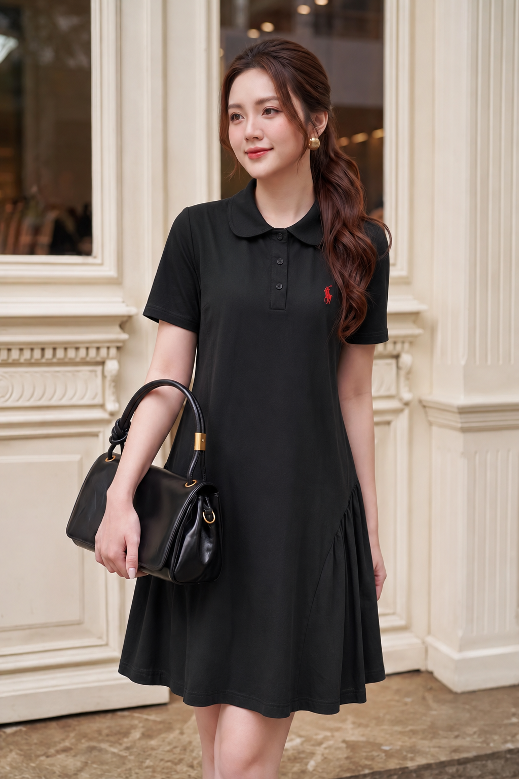 LV027 - VÁY ĐEN THÊU NGỰA