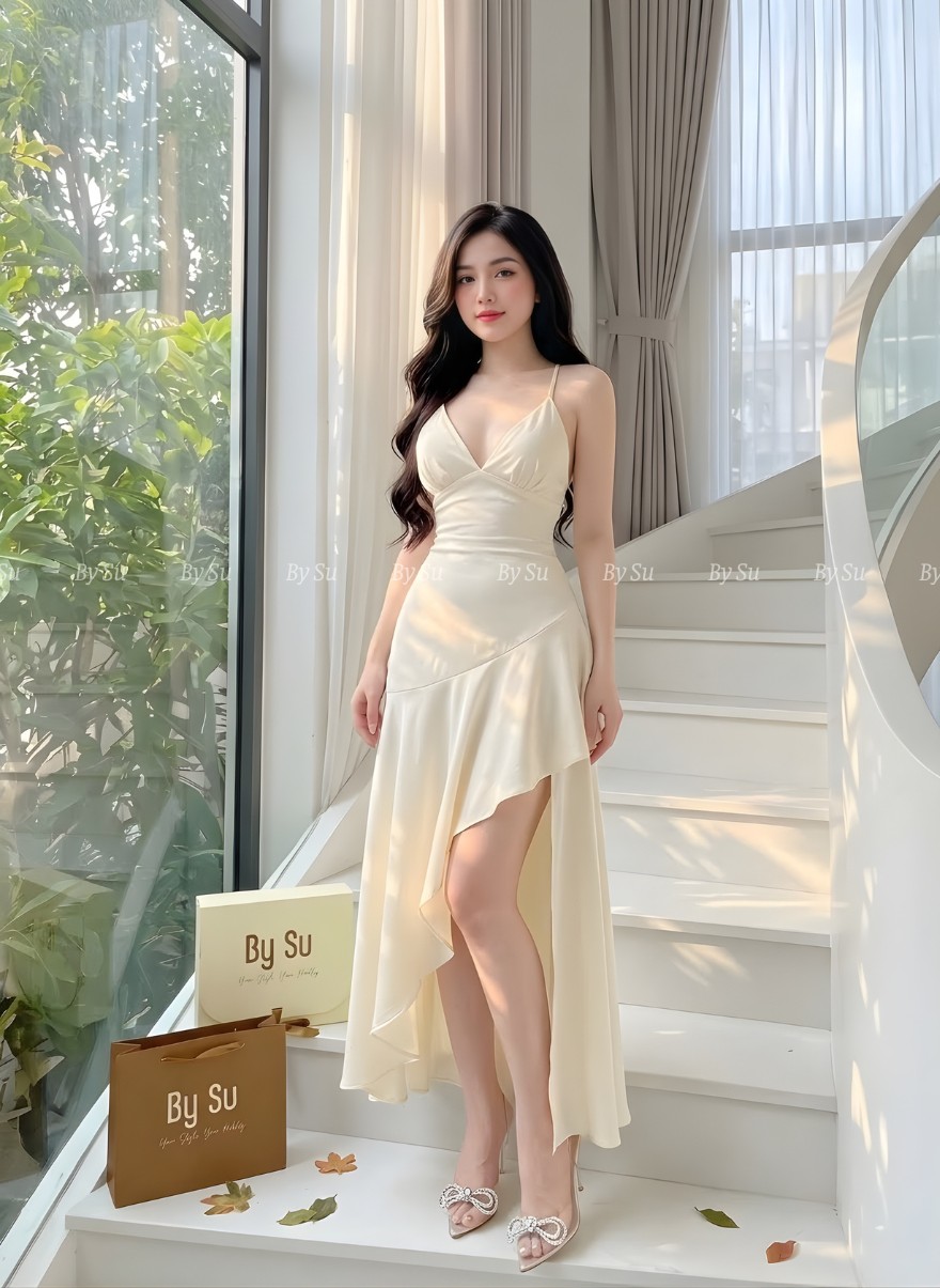 S23 - Đầm Lụa Đuôi Cá Cổ V Đan Lưng_thumbnail_6