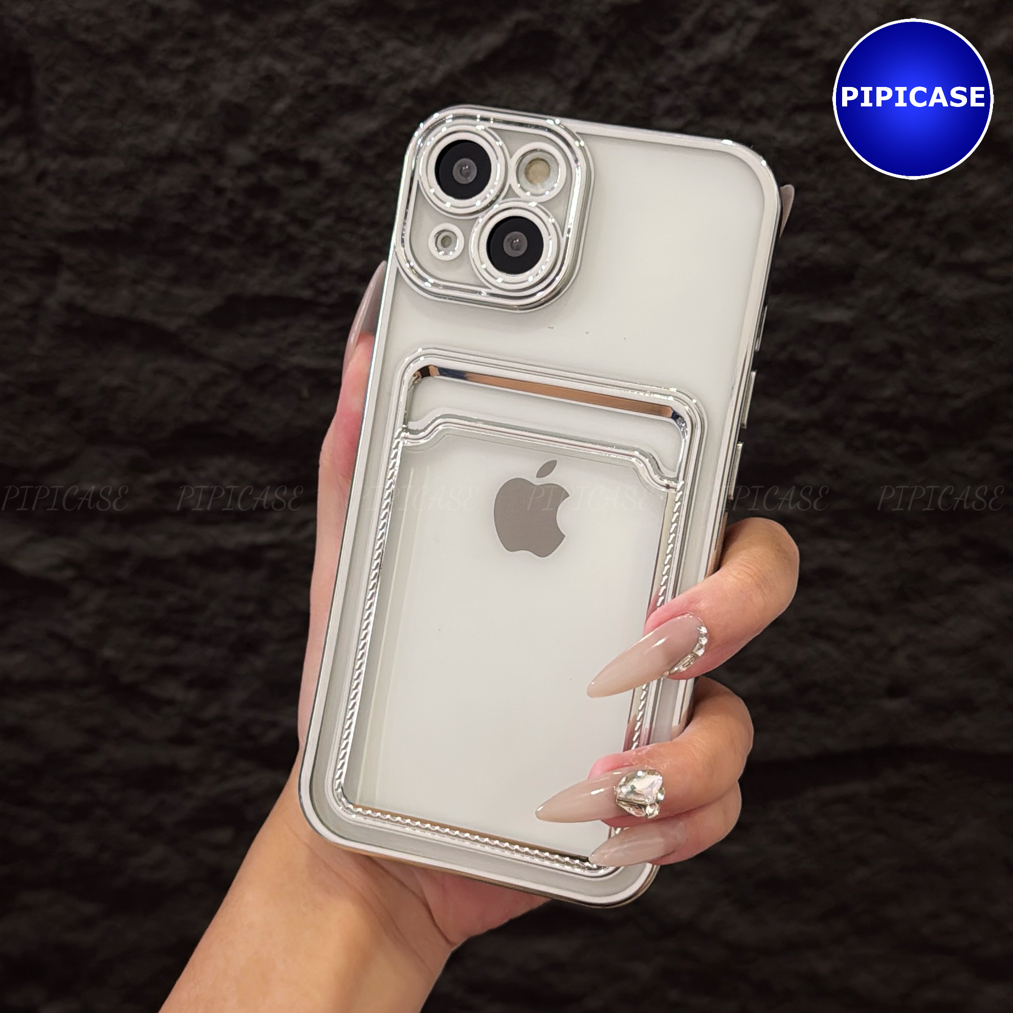 Ốp Lưng iPhone 14 - Ốp Thẻ - Bạc