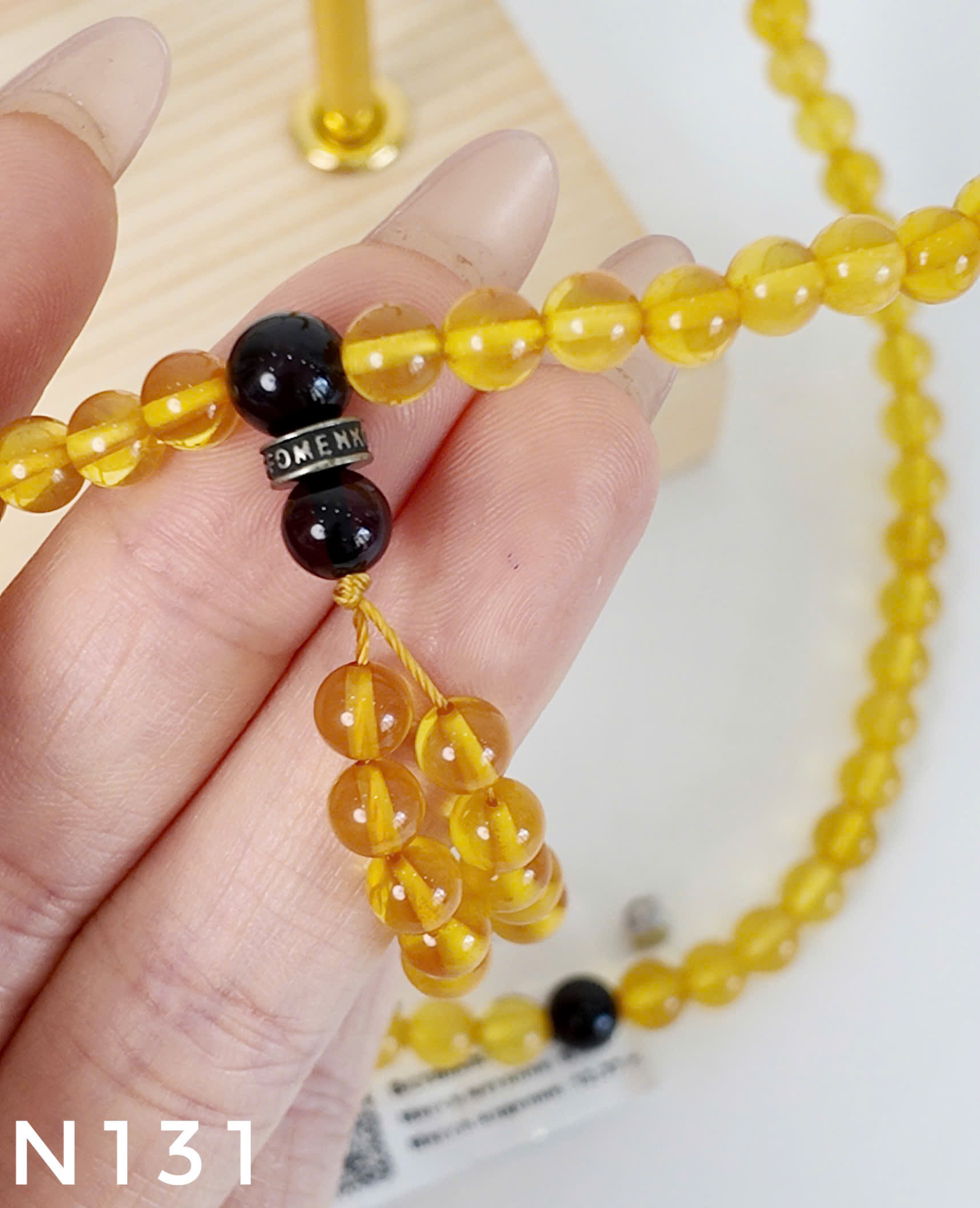 Chuỗi 108 Hạt Hổ Phách Mật Trong Mix Rêu Tua Rua – N131