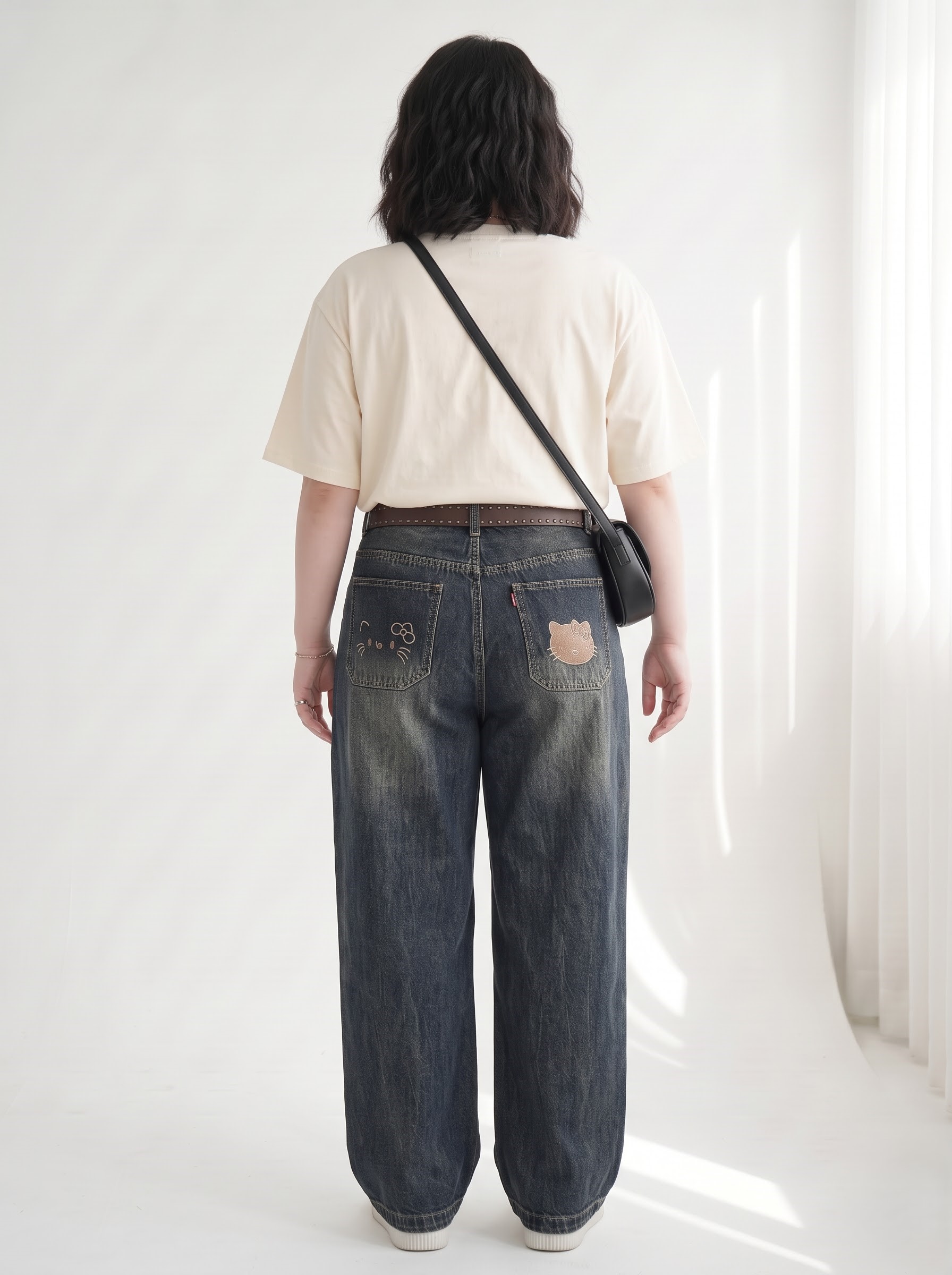 Quần Jean Boy Thụng Thêu Mèo Bigsize Ống Rộng - Xanh Đậm, Xanh Nhạt - Vừa 55–90kg - T-QJ629_thumbnail_3