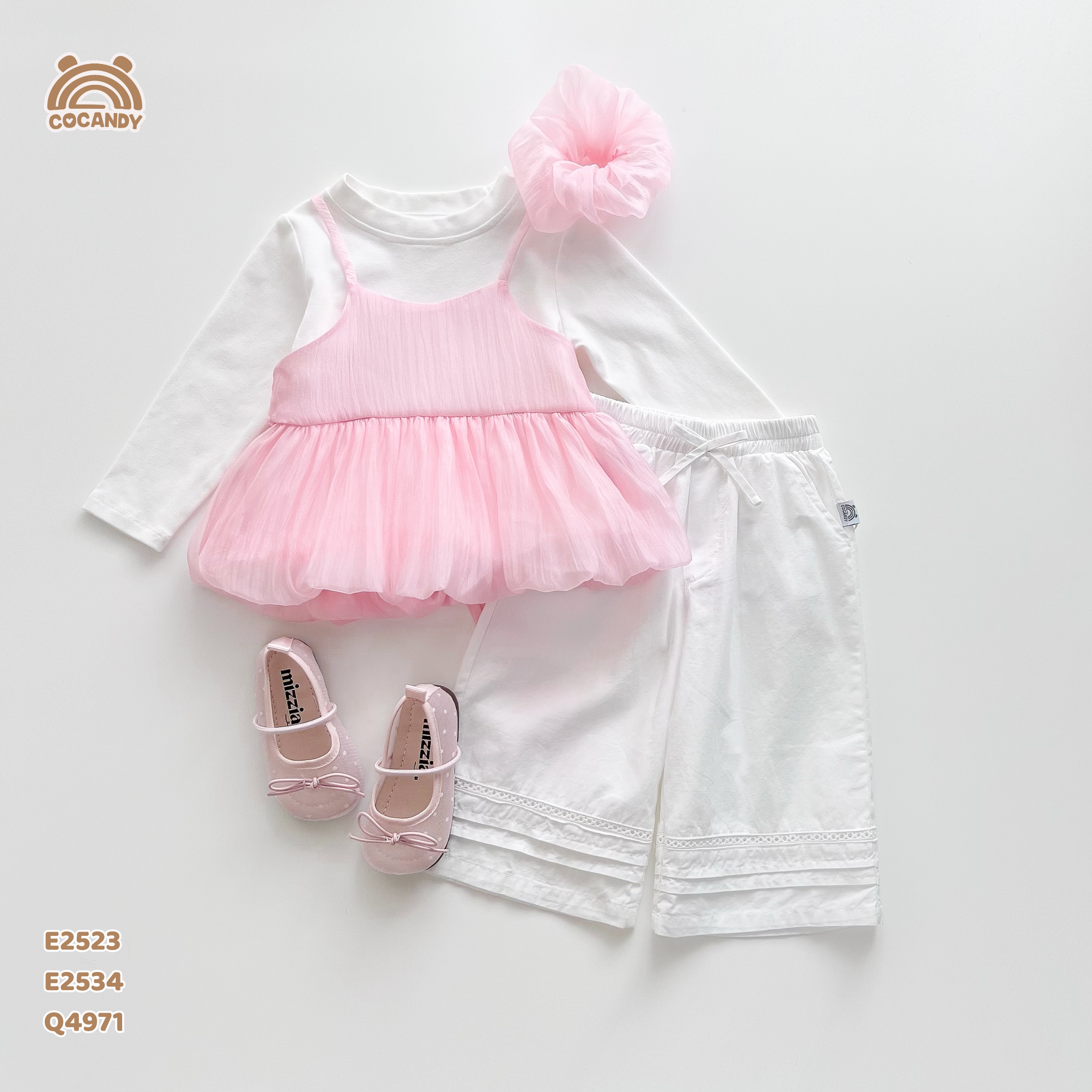 Set áo tơ 2 dây HỒNG form bí kèm scrunchies